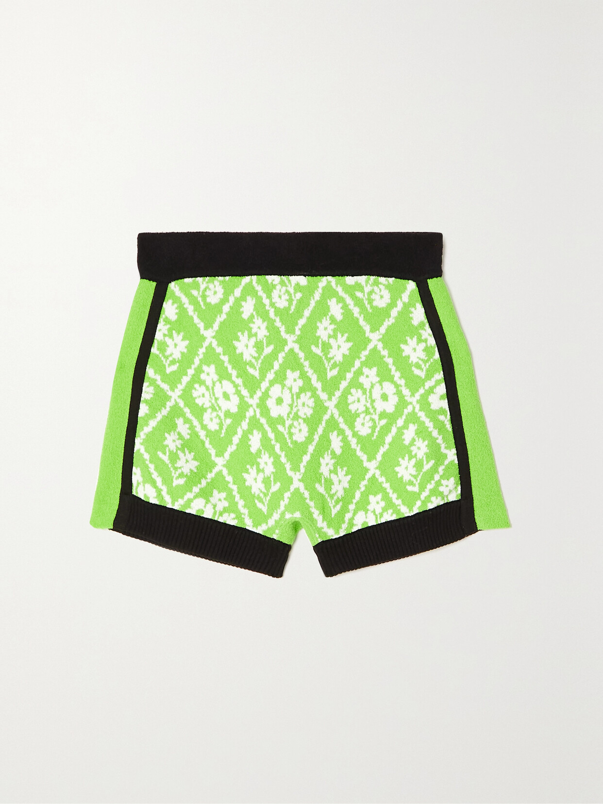 CORMIO Monica Intarsia Cotton-blend Terry Shorts - Green