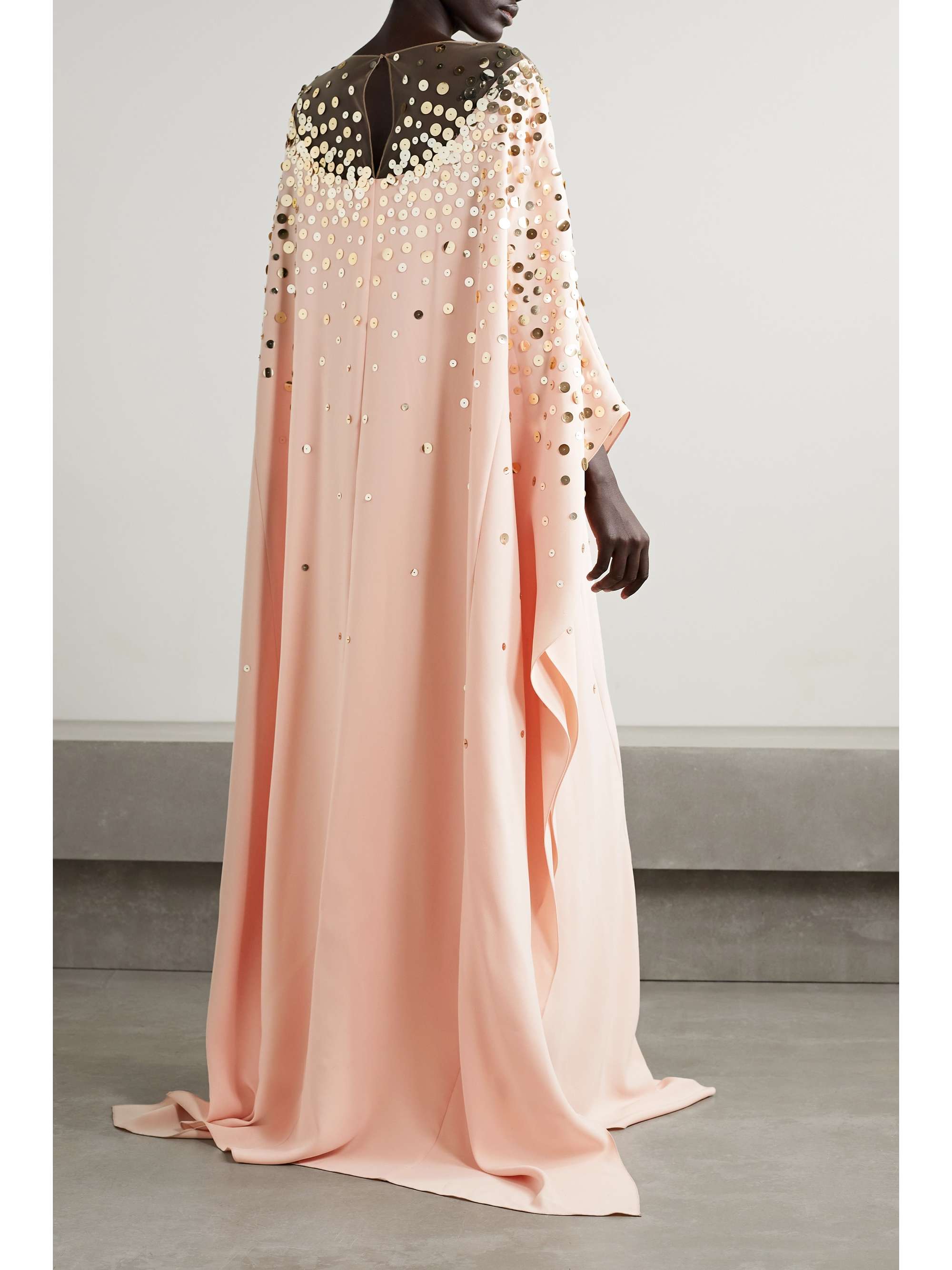 Blush Sequin-embellished silk-blend 