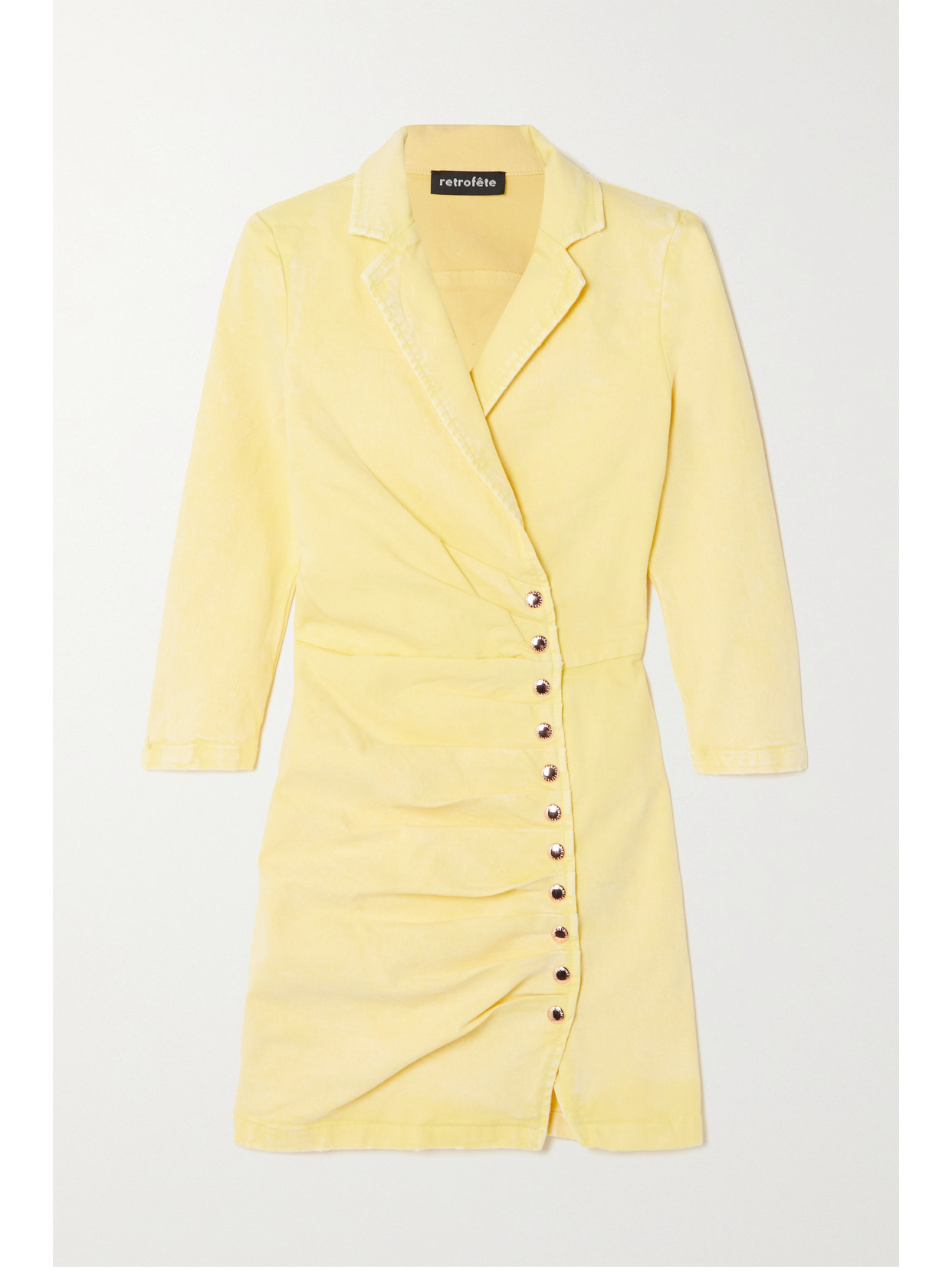 Retrofte Willa Ruched Denim Mini Dress In Lemonade | ModeSens