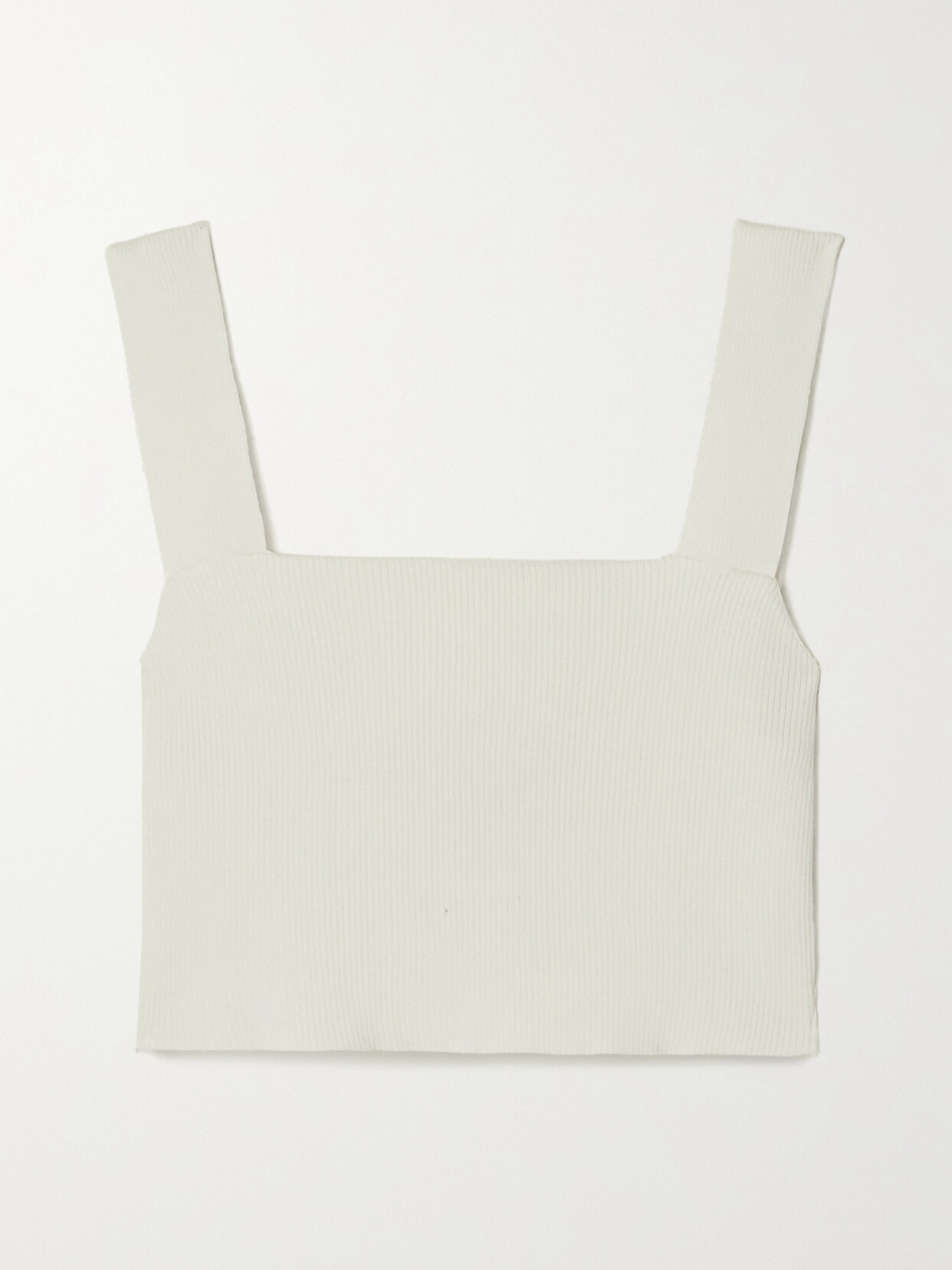 Oscar de la Renta Cropped Ribbed Silk-blend Tank - Ivory