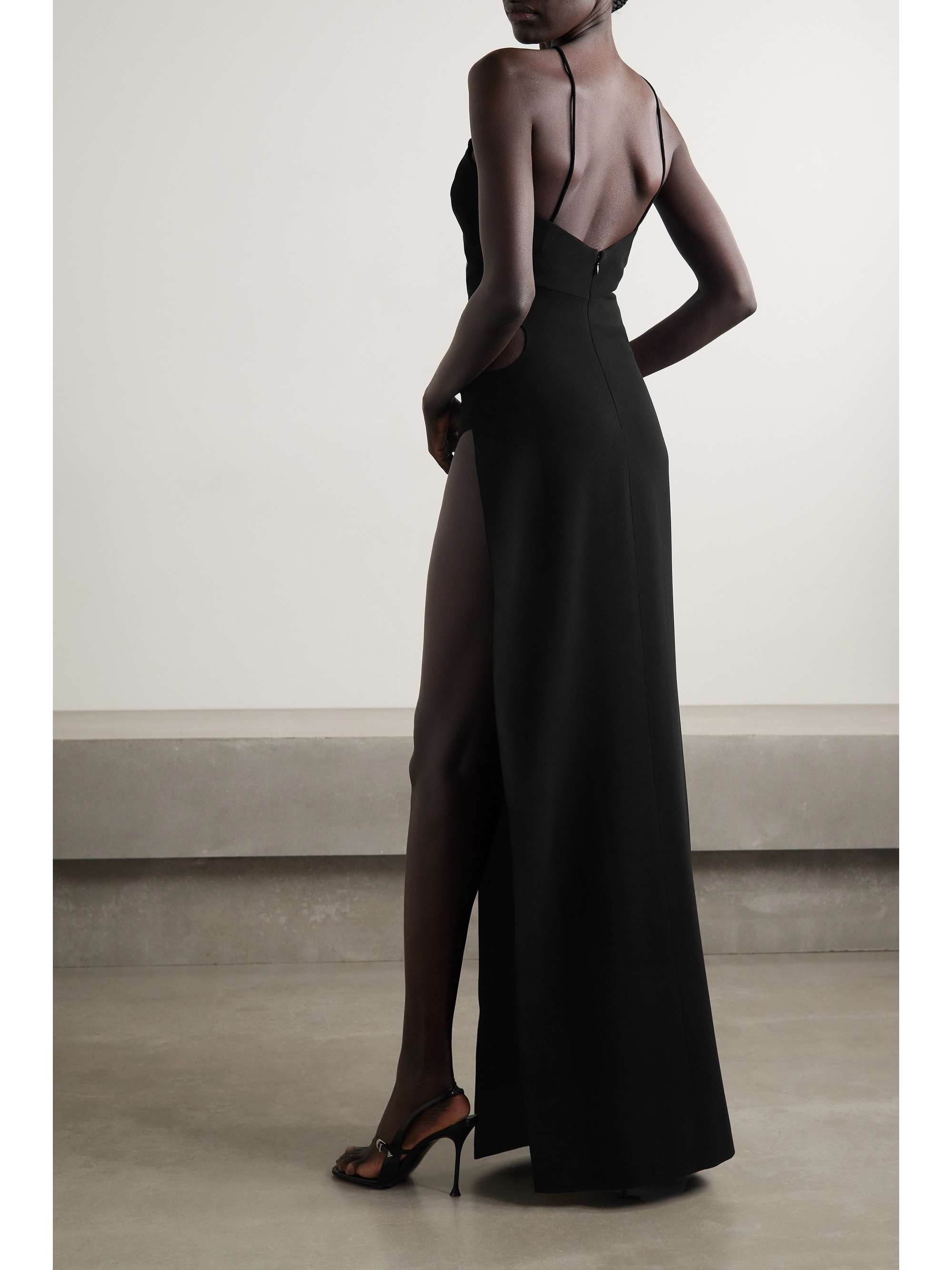 MÔNOT Cutout crepe halterneck gown