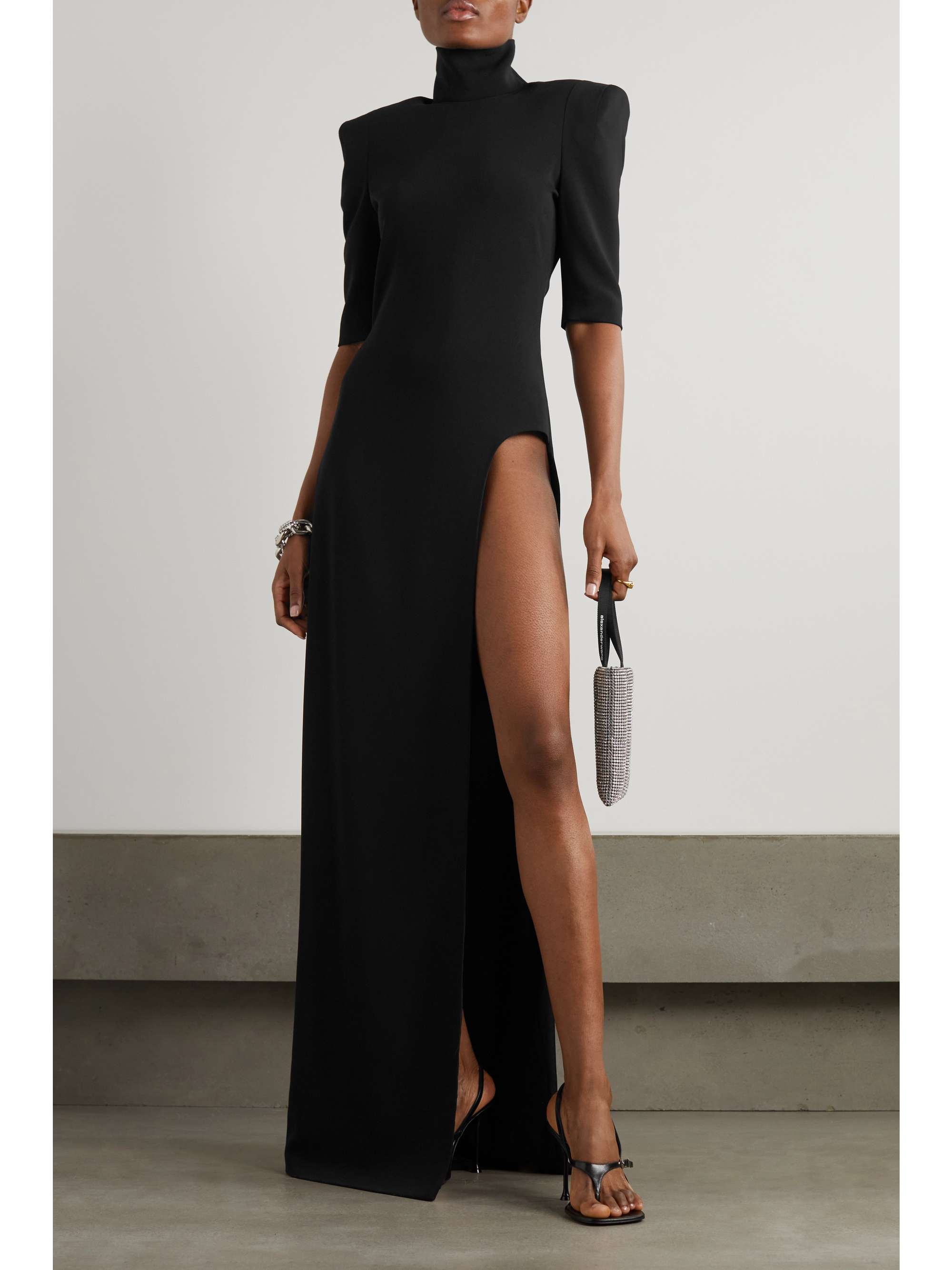 Mônot - Crepe Turtleneck Gown - Black - US6 - Net A Porter