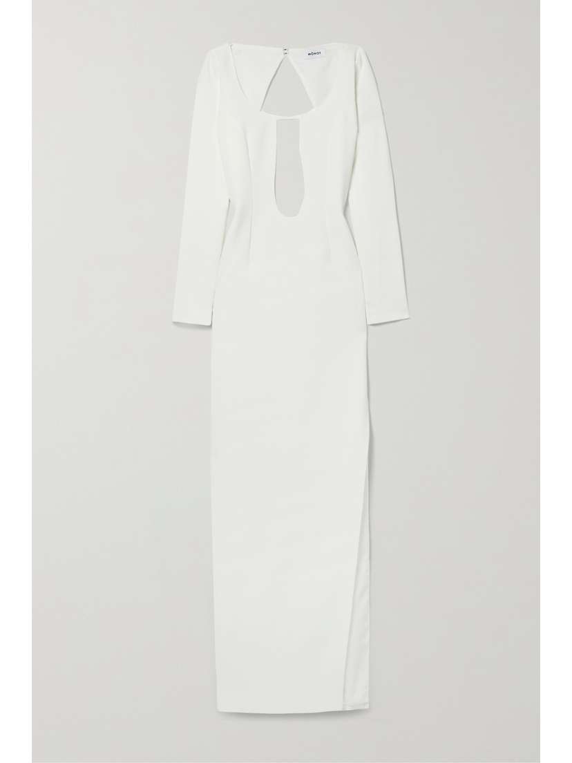Mônot Cutout Mesh-trimmed Crepe Gown