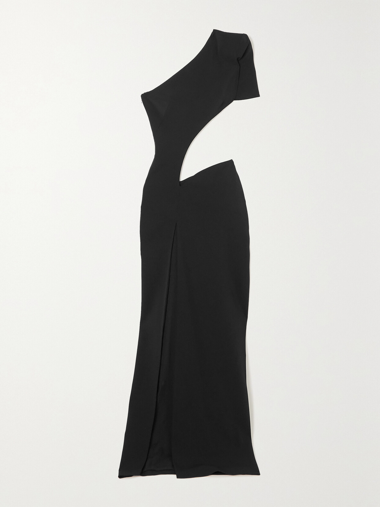 Monot One-shoulder Cutout Crepe Gown In Black