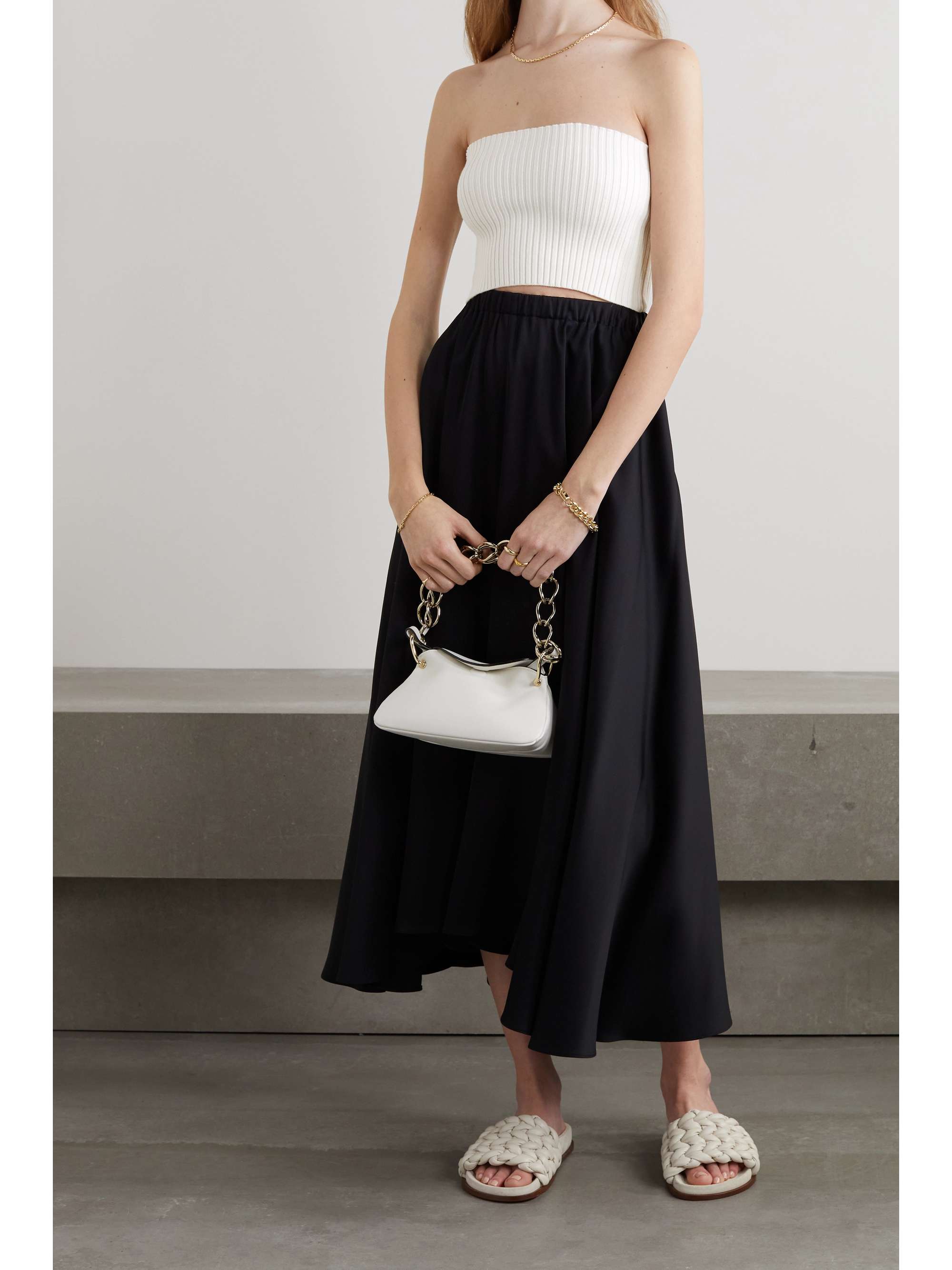 CHLOÉ Strapless cropped ribbed wool-blend top