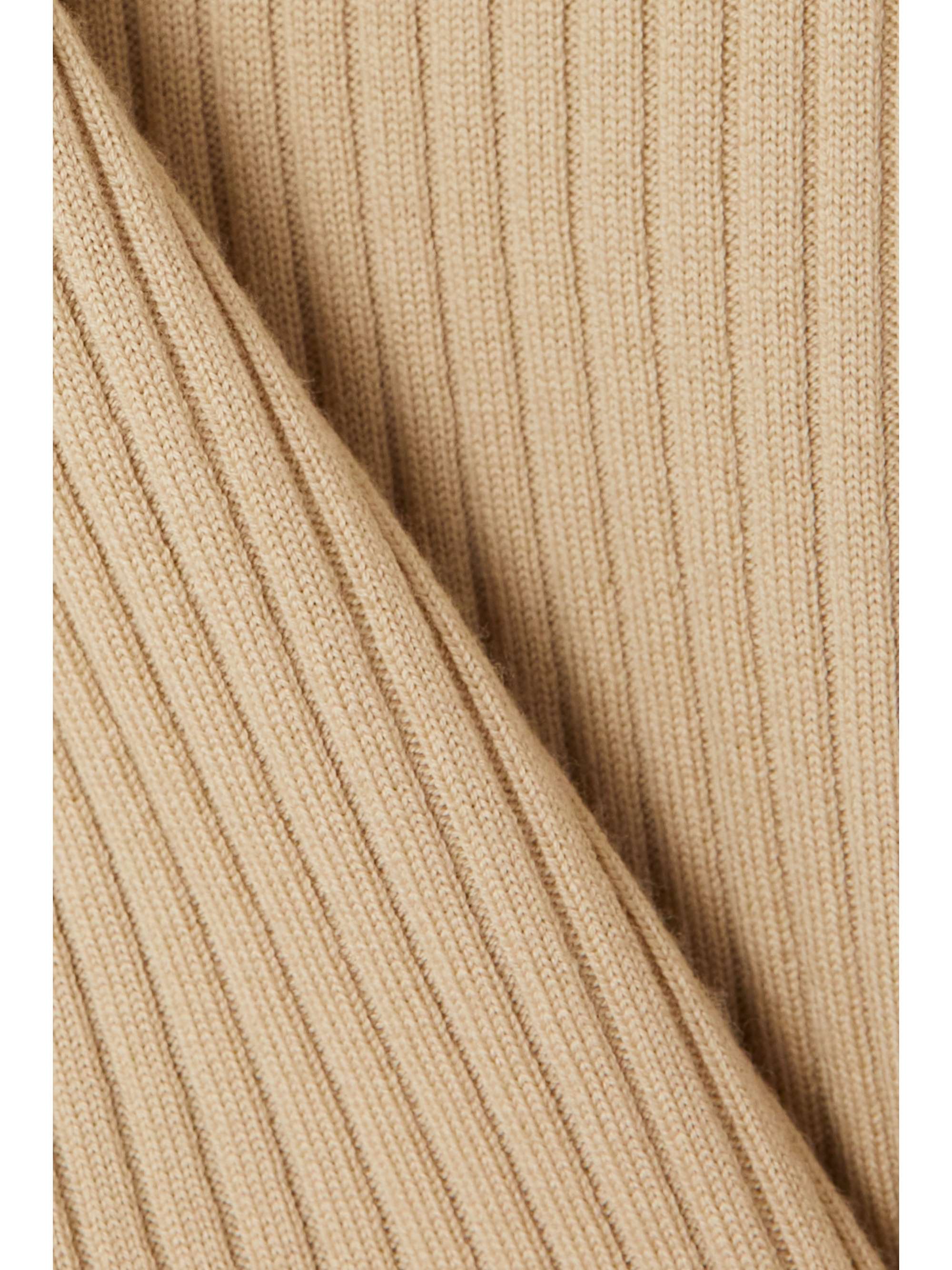 CHLOÉ Chiffon-trimmed ribbed wool and cashmere-blend sweater