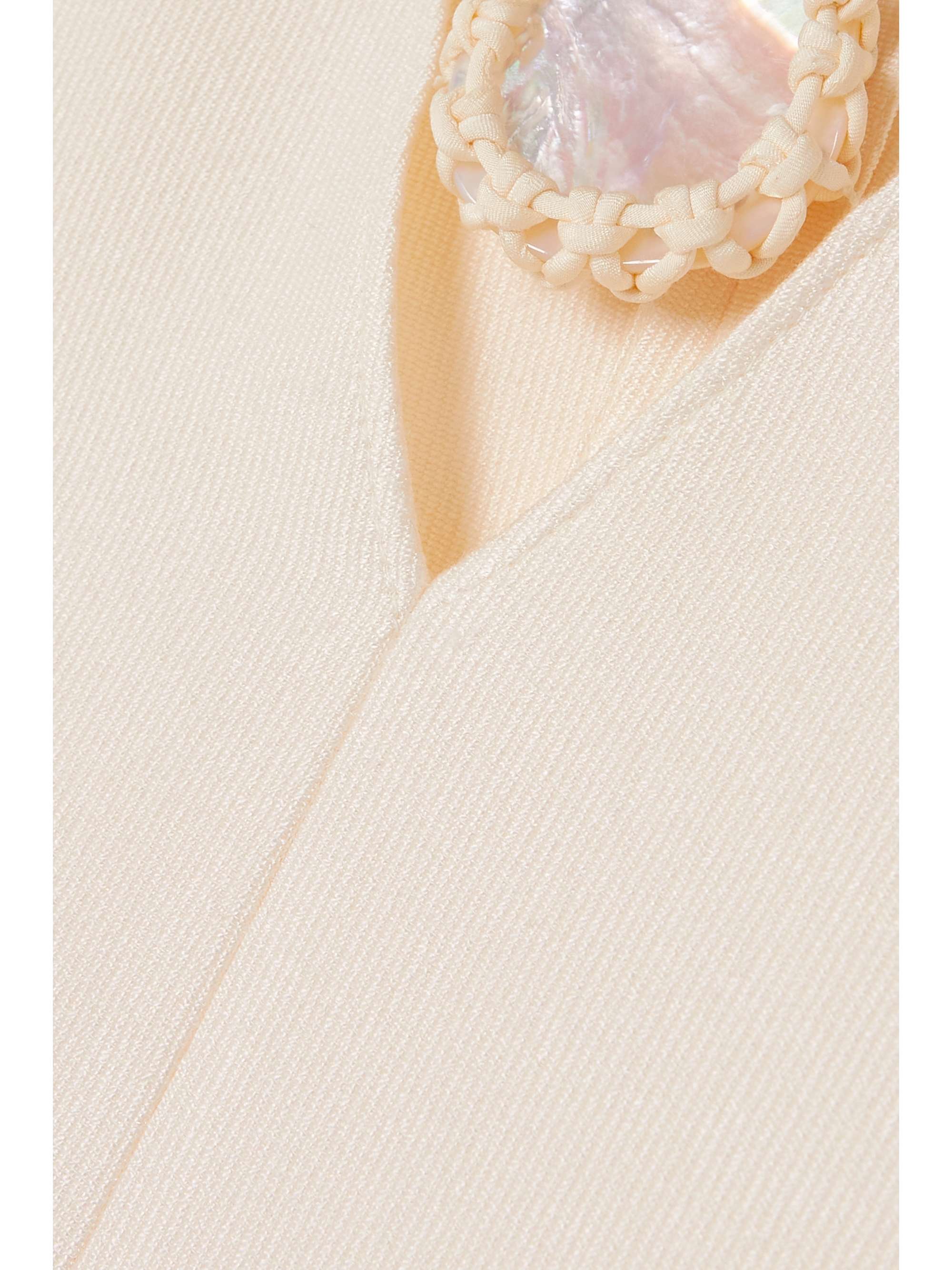 CHLOÉ Silk and cotton-blend top and mother-of-pearl necklace set