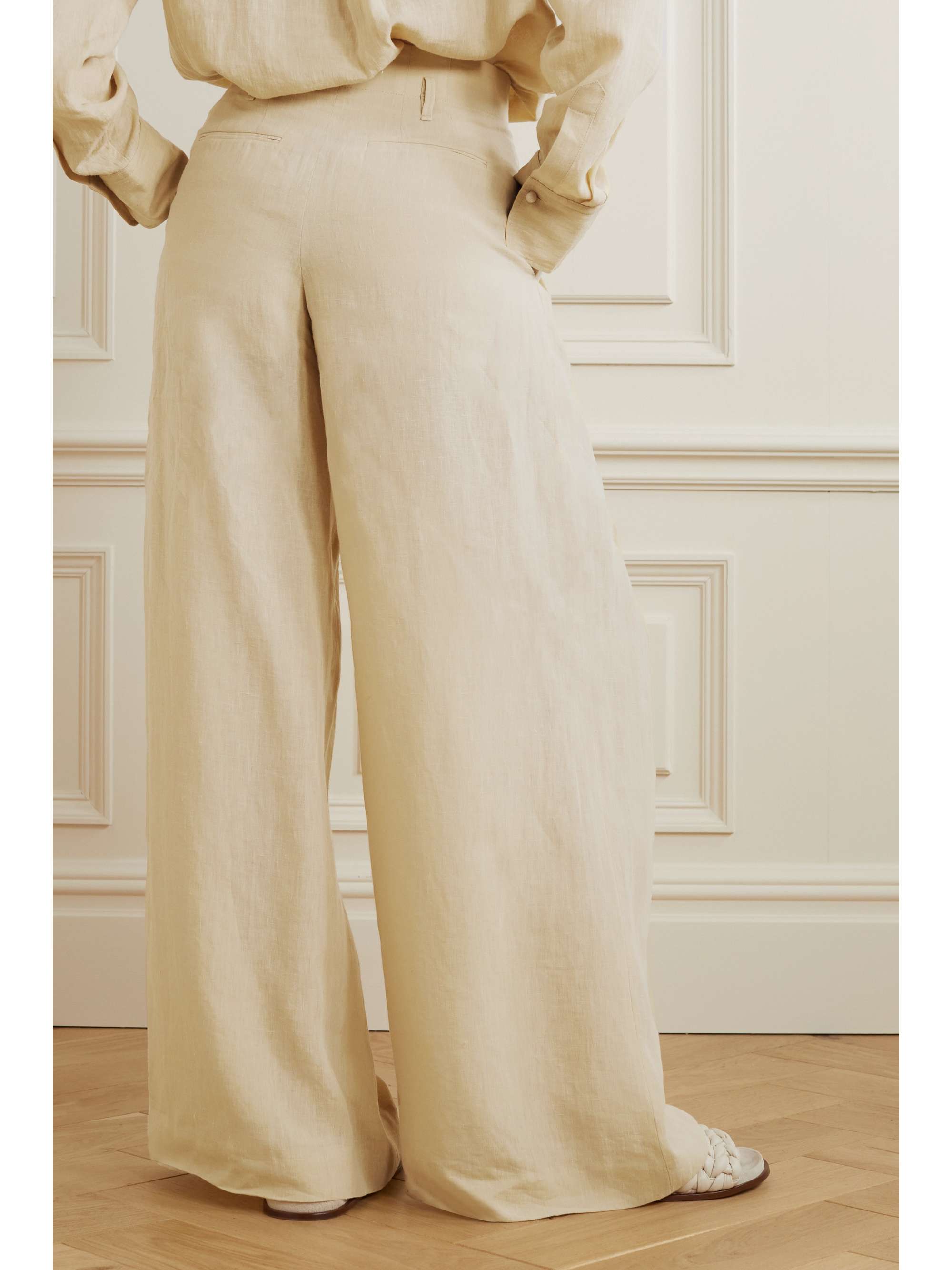 CHLOÉ Pleated linen wide-leg pants