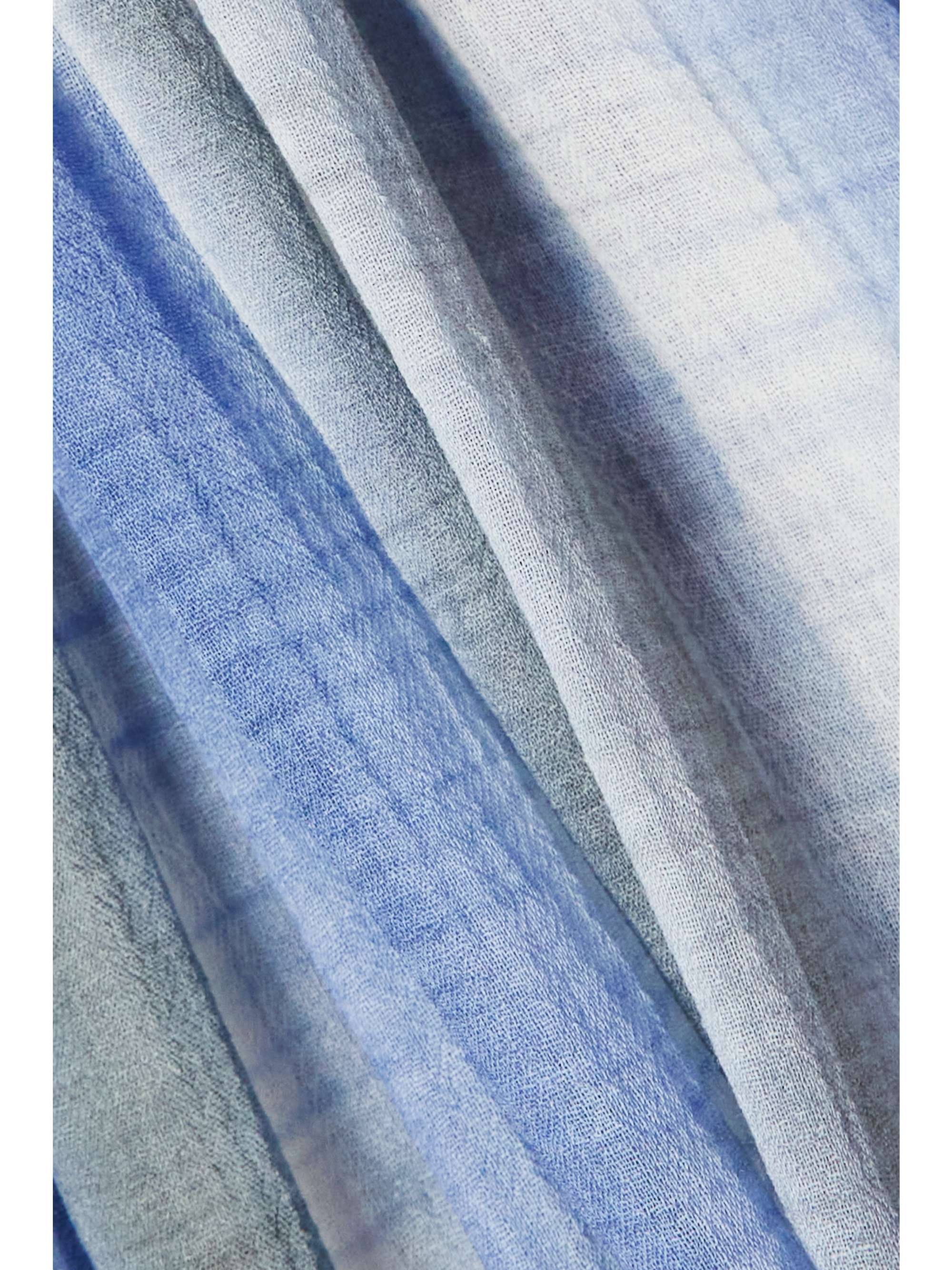 CHLOÉ Ruffled smocked tie-dyed wool-gauze top