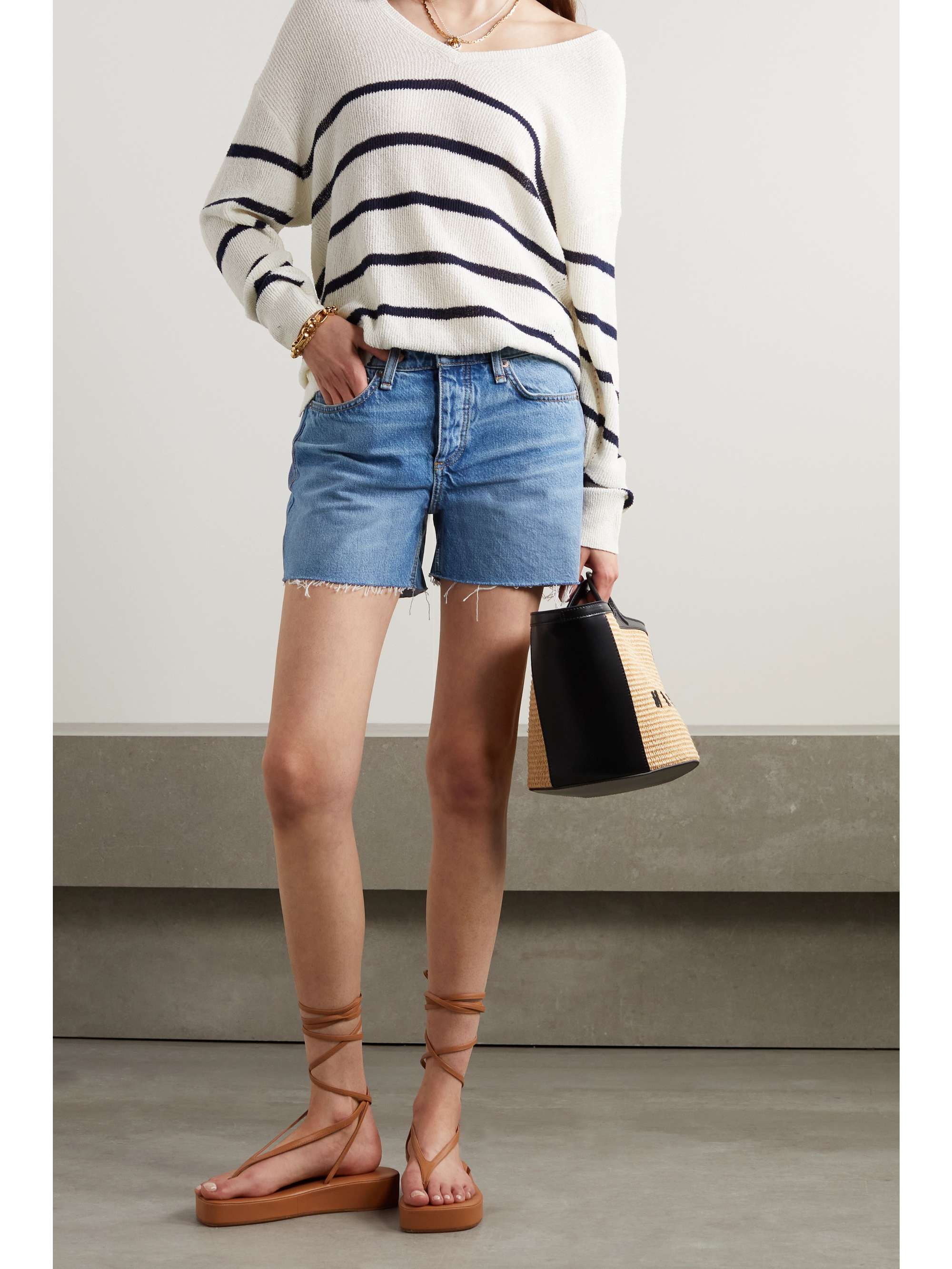 Mid denim Dre distressed denim shorts 