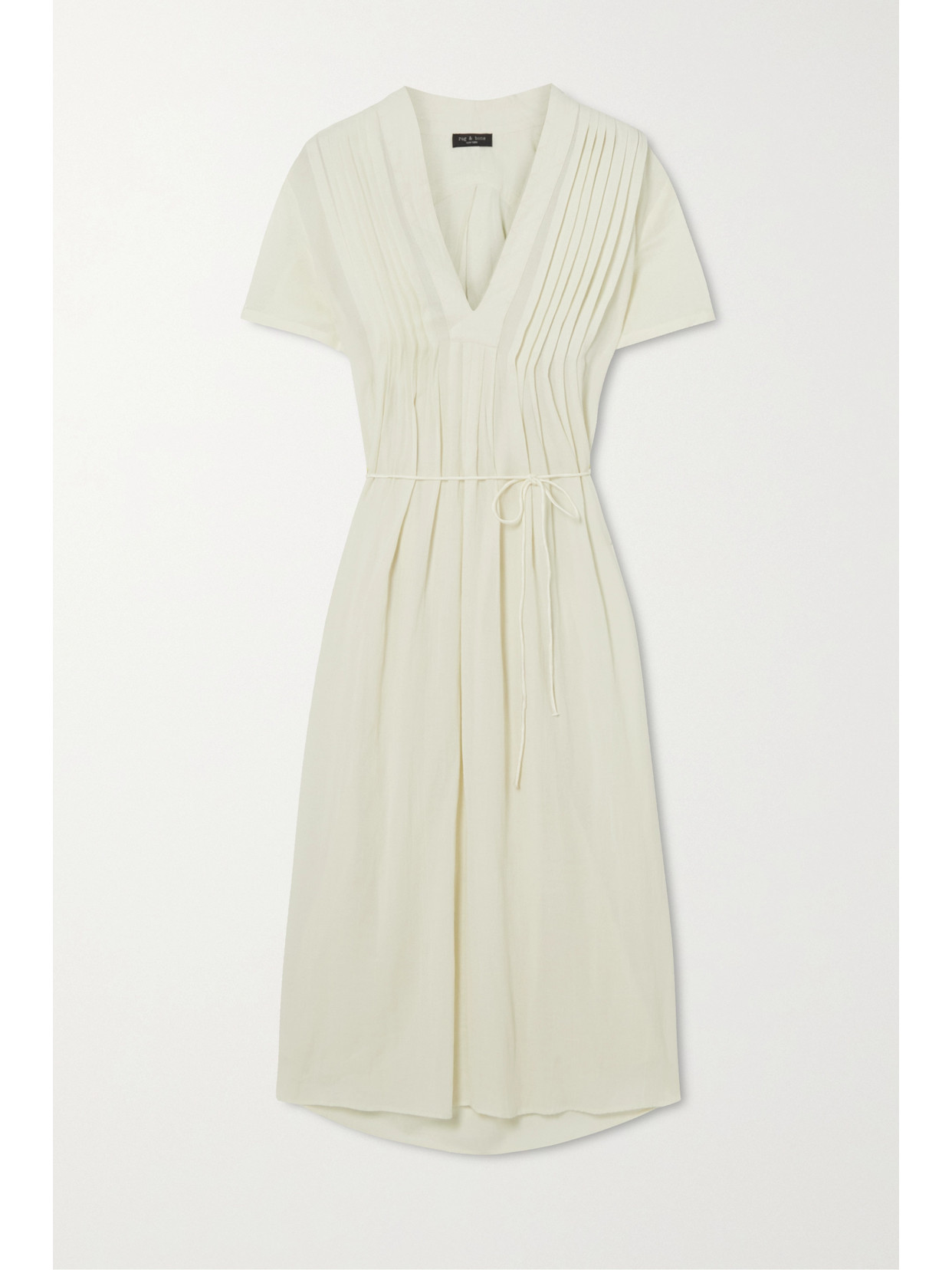 RAG & BONE SACHI PLEATED POPLIN AND GAUZE MIDI DRESS