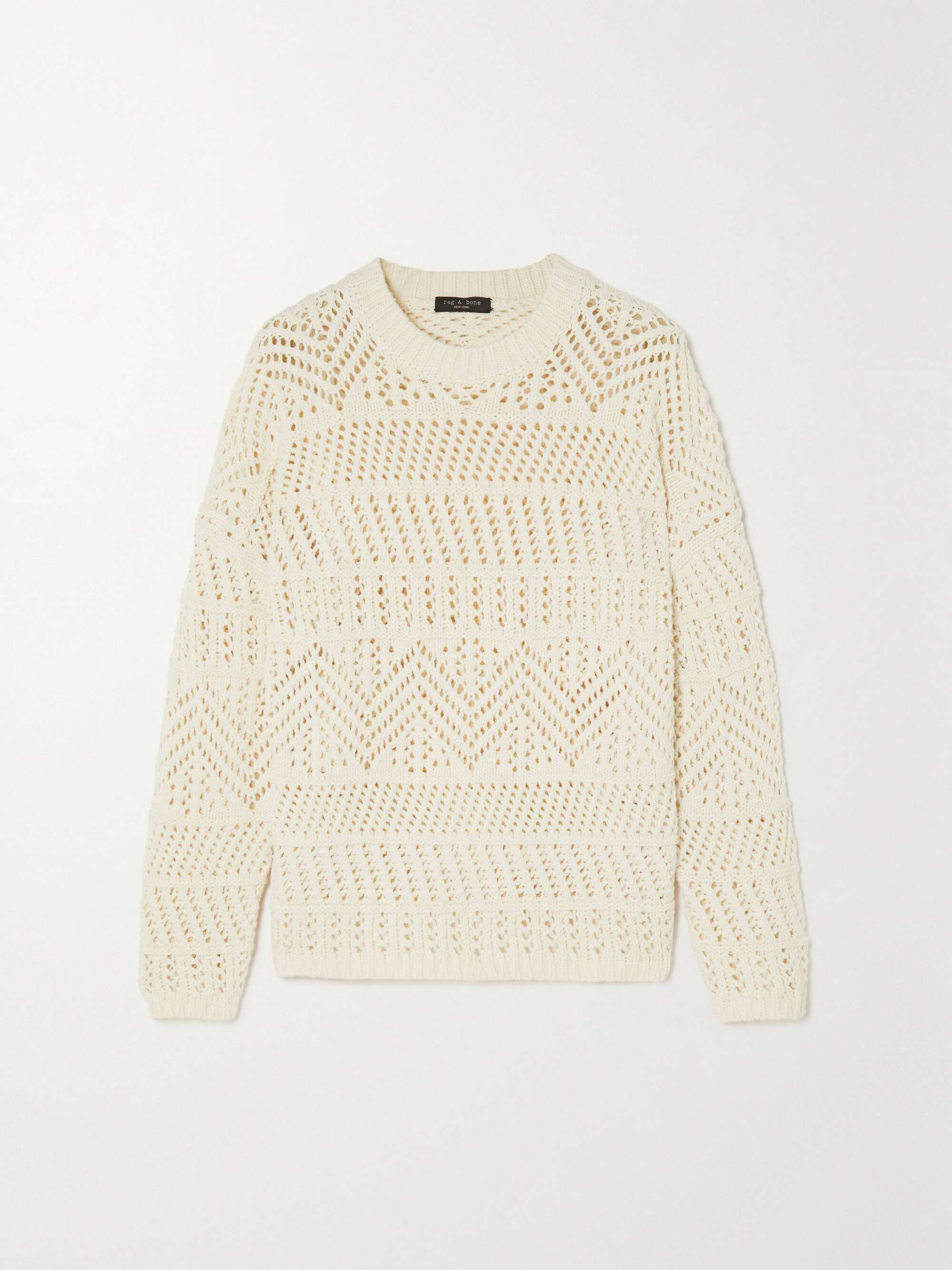 Renee crochet knit cotton blend sweater