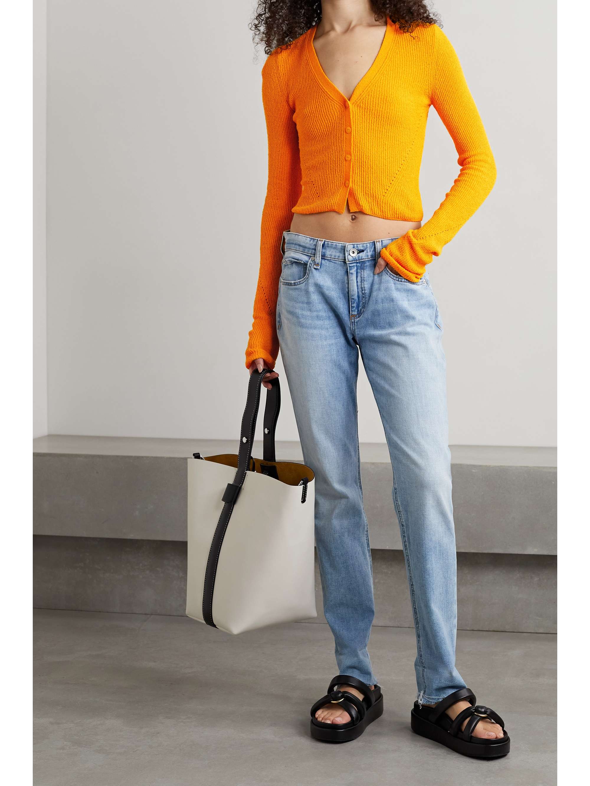 RAG u0026 BONE Soleil ribbed cropped pointelle-knit cotton-blend cardigan |  NET-A-PORTER