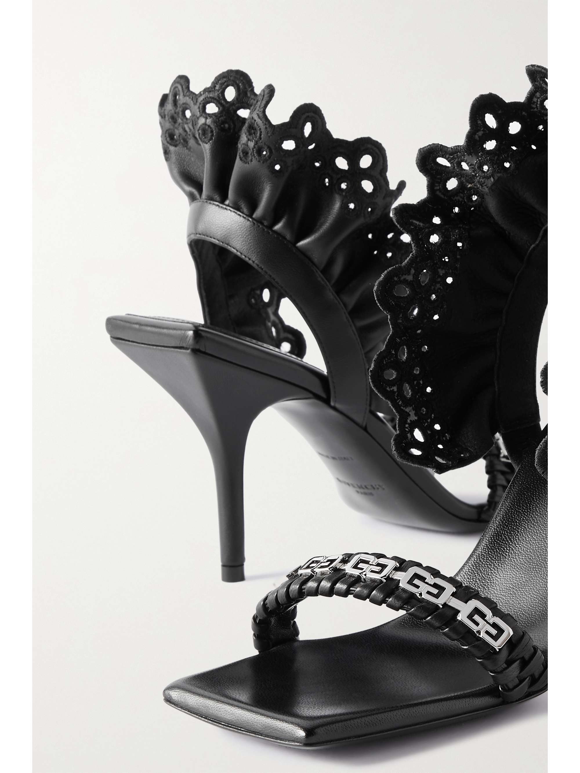Black Logo-embellished ruffled broderie 