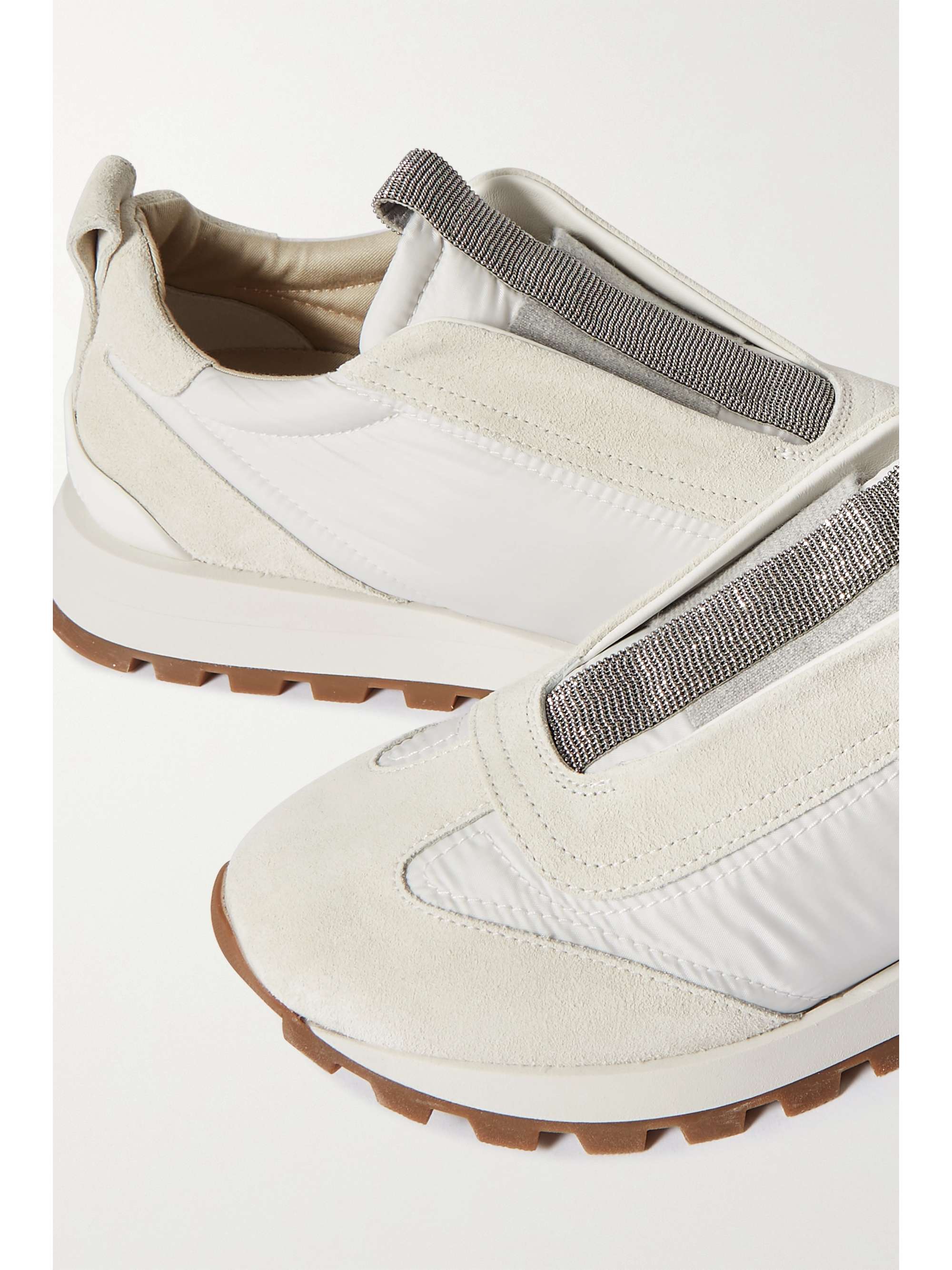 BRUNELLO CUCINELLI Bead-embellished suede sneakers