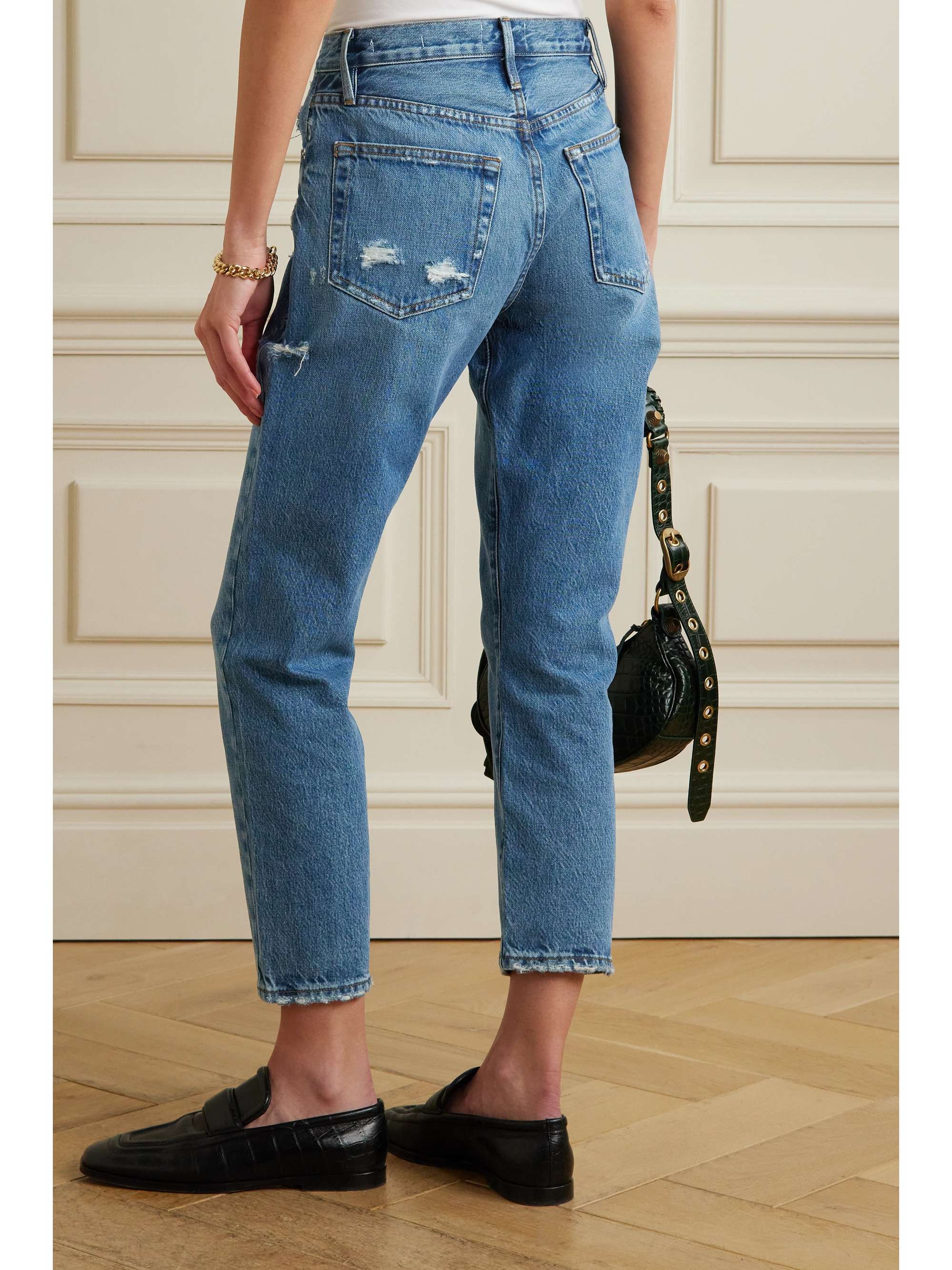 FRAME Le Original distressed cropped highrise straightleg jeans NET