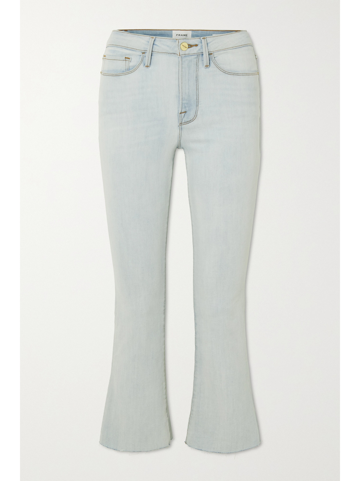 Frame Le Crop Mini Boot Raw High-rise Jeans In Blue