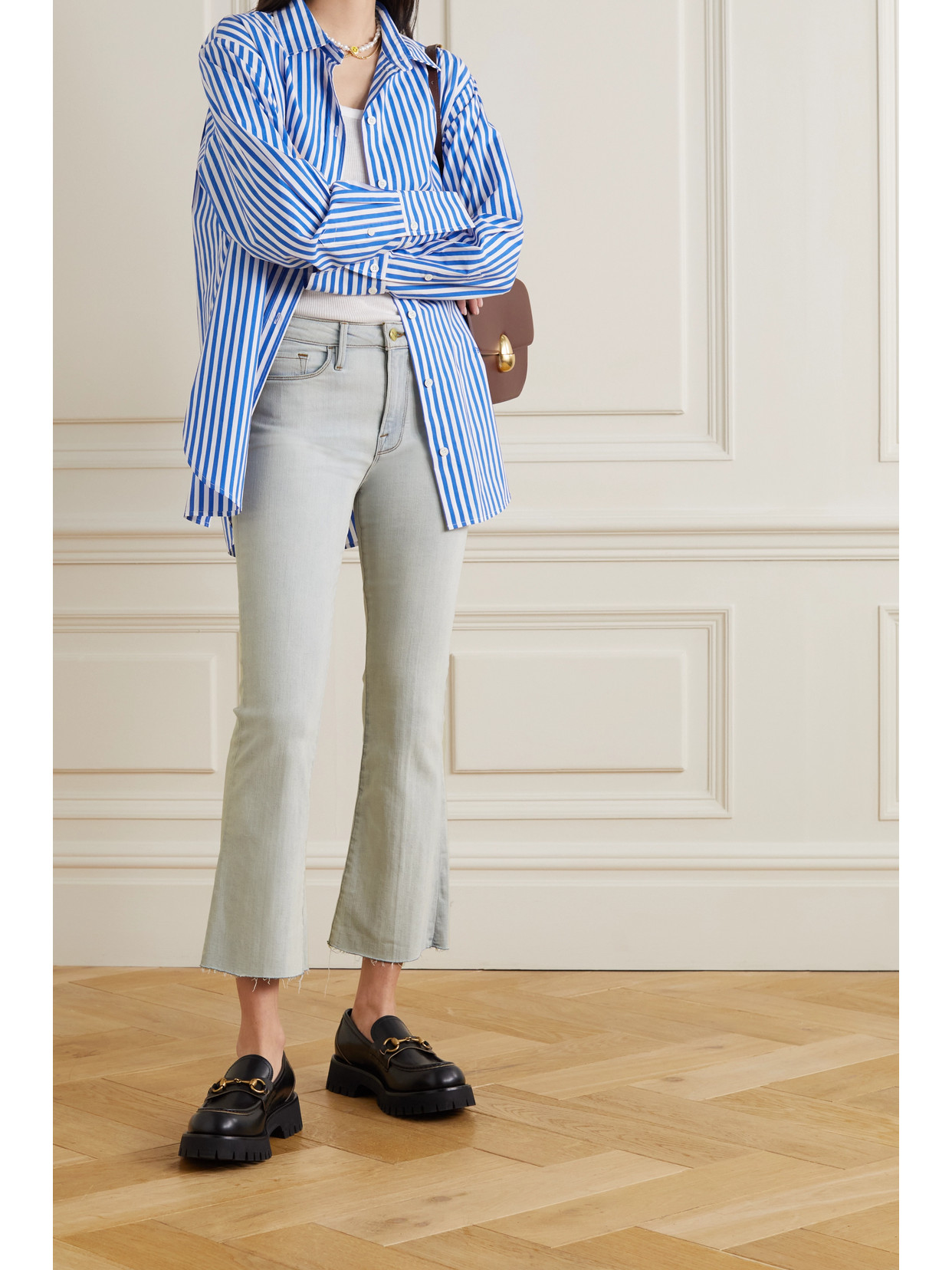 Frame Le Crop Mini Boot Raw High-rise Jeans In Blue