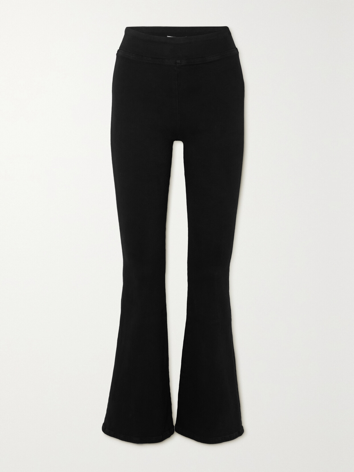 Shop Frame The Jetset High-rise Flared Jeans In Black