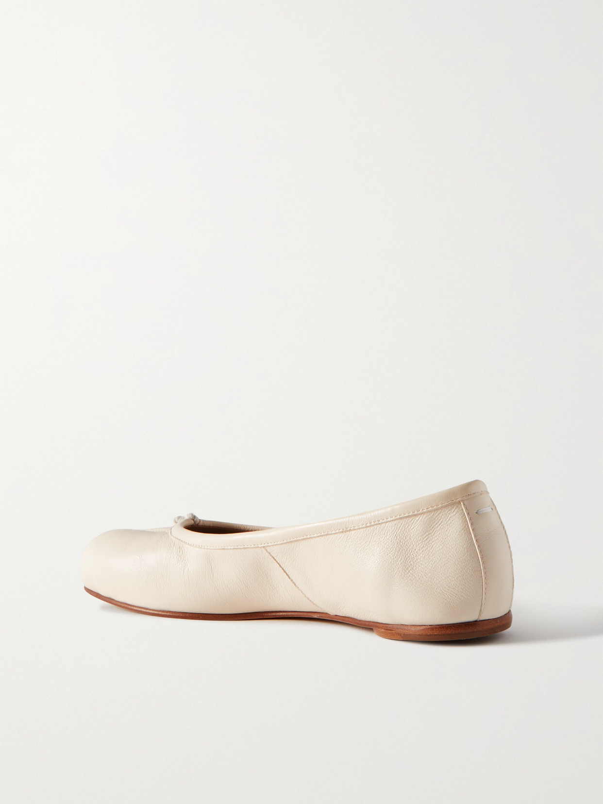 Shop Maison Margiela Tabi Split-toe Leather Ballet Flats In White