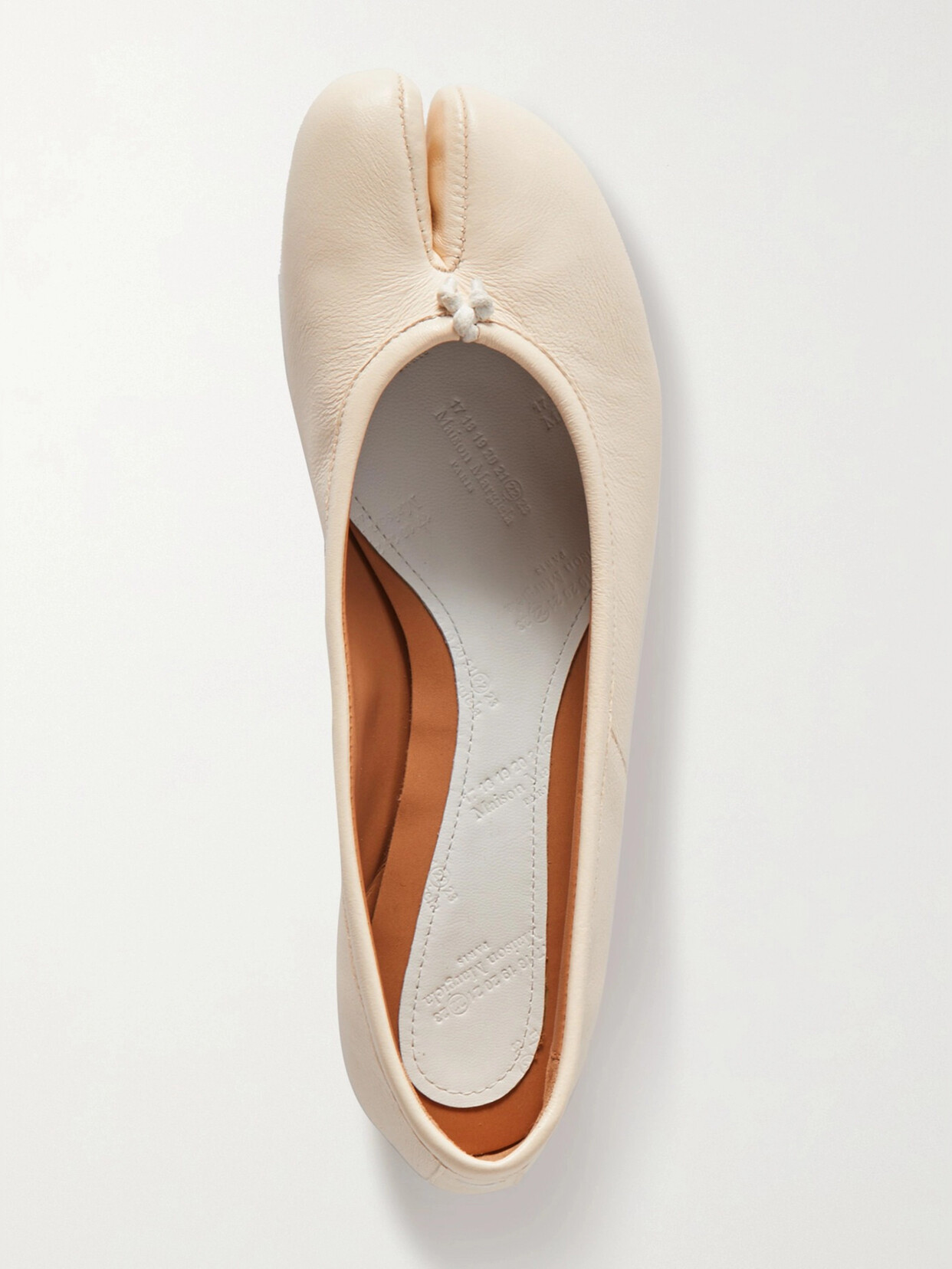 Shop Maison Margiela Tabi Split-toe Leather Ballet Flats In White