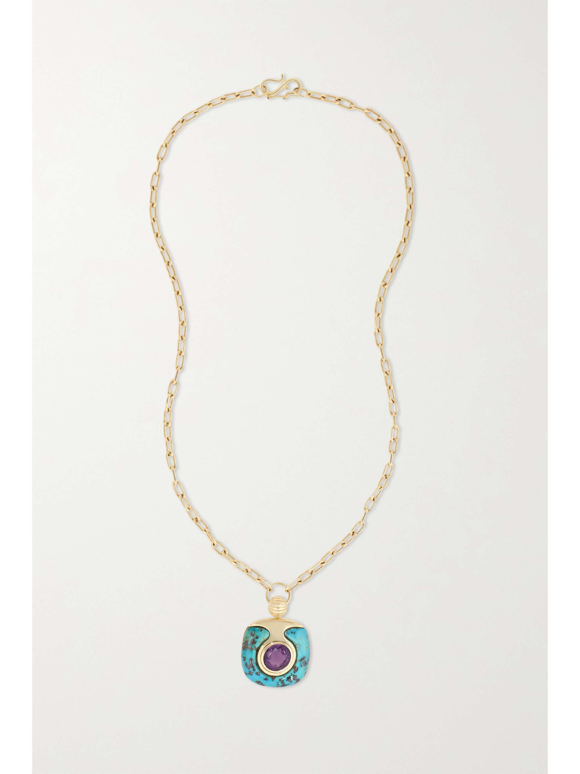 RETROUVAÍ 14-karat gold, turquoise and amethyst necklace