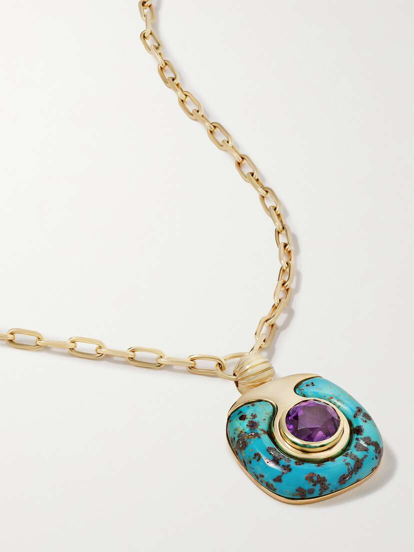 Retrouvaí 14-karat Gold, Turquoise And Amethyst Necklace