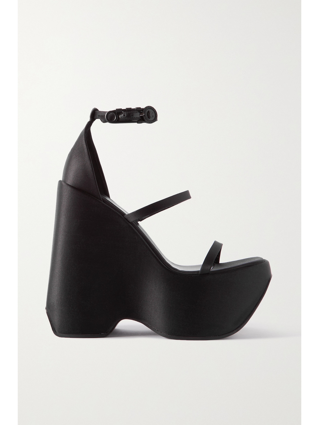 Versace Satin Platform Sandals - Black