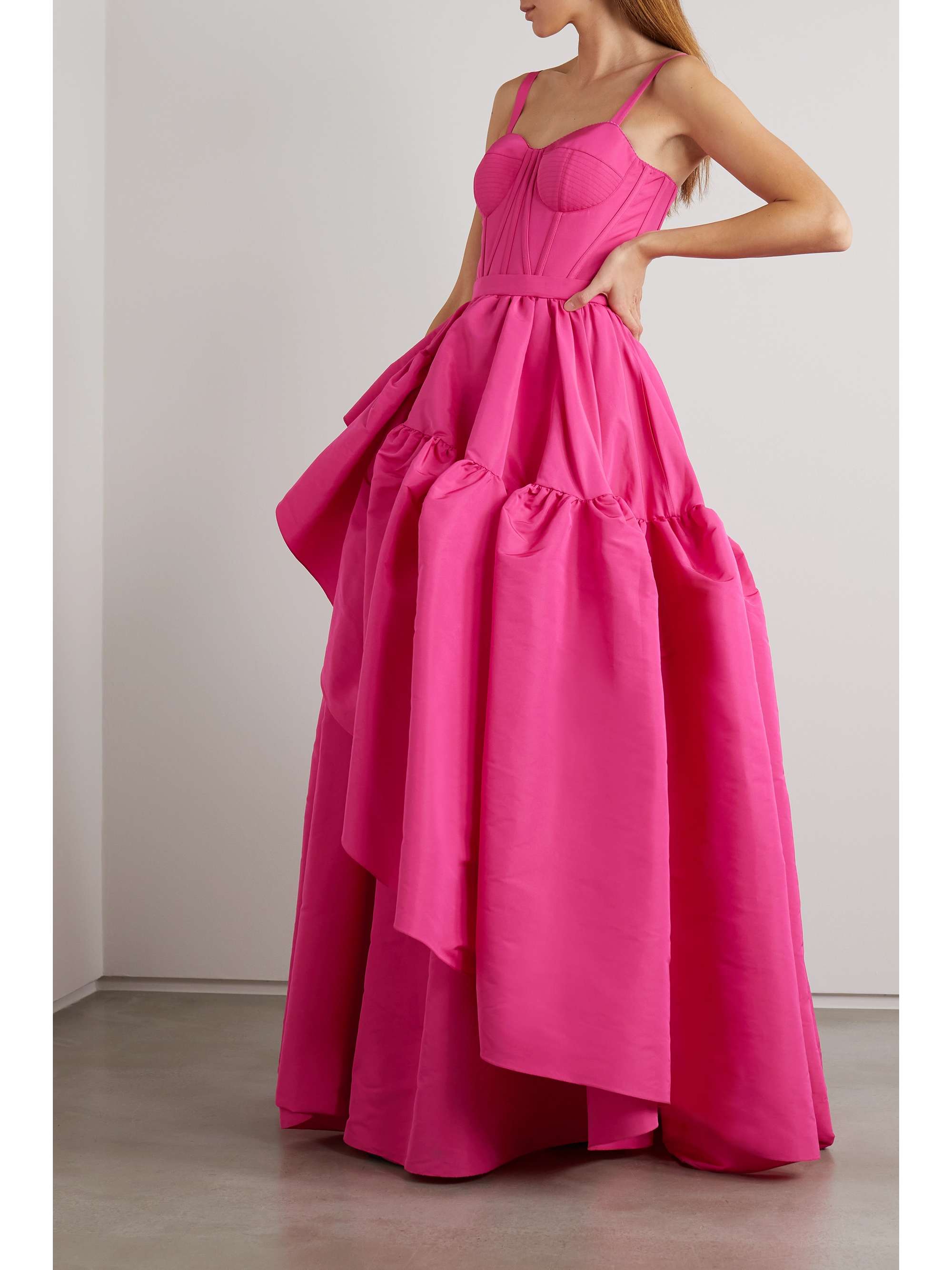 MCQUEEN Ruffled taffeta gown