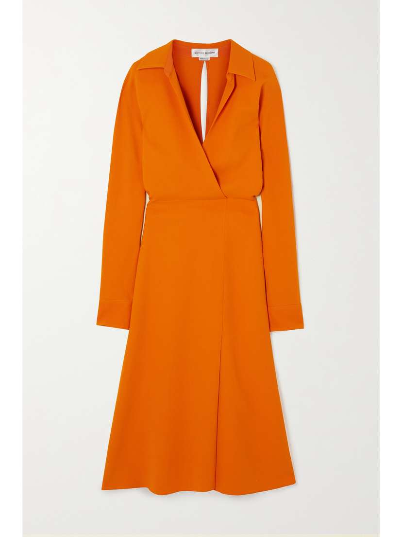 Victoria Beckham Open-back Wrap-effect Cady Midi Dress