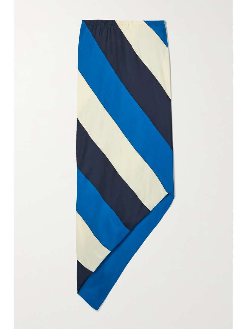 Marni Asymmetric Striped Satin-jersey Maxi Skirt