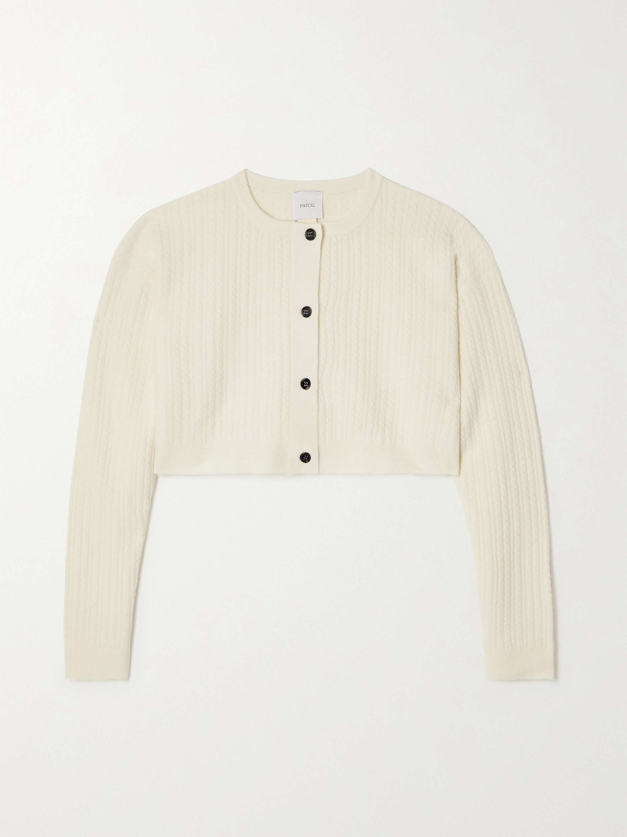 cropped cable knit cardigan