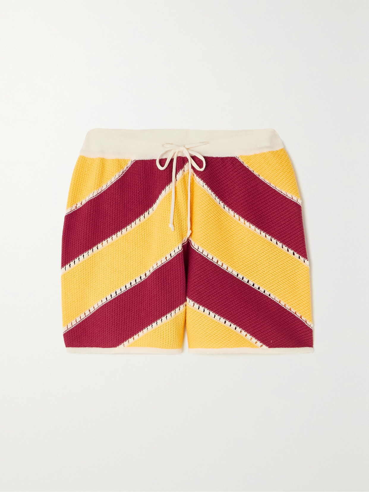 La DoubleJ Striped Organic Cotton Shorts - Yellow
