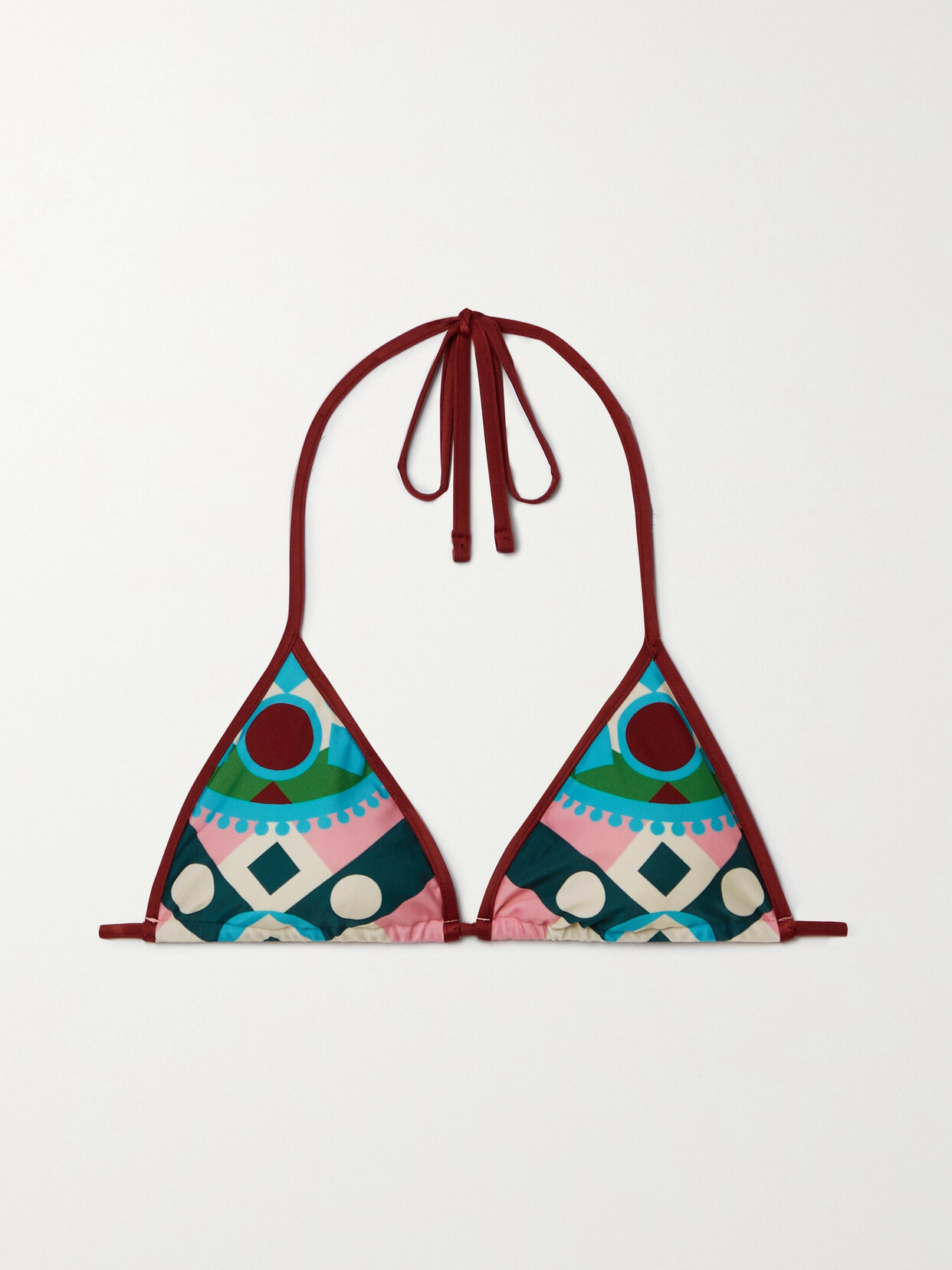 La Doublej Graphic-print Halterneck Bikini Top In Cream