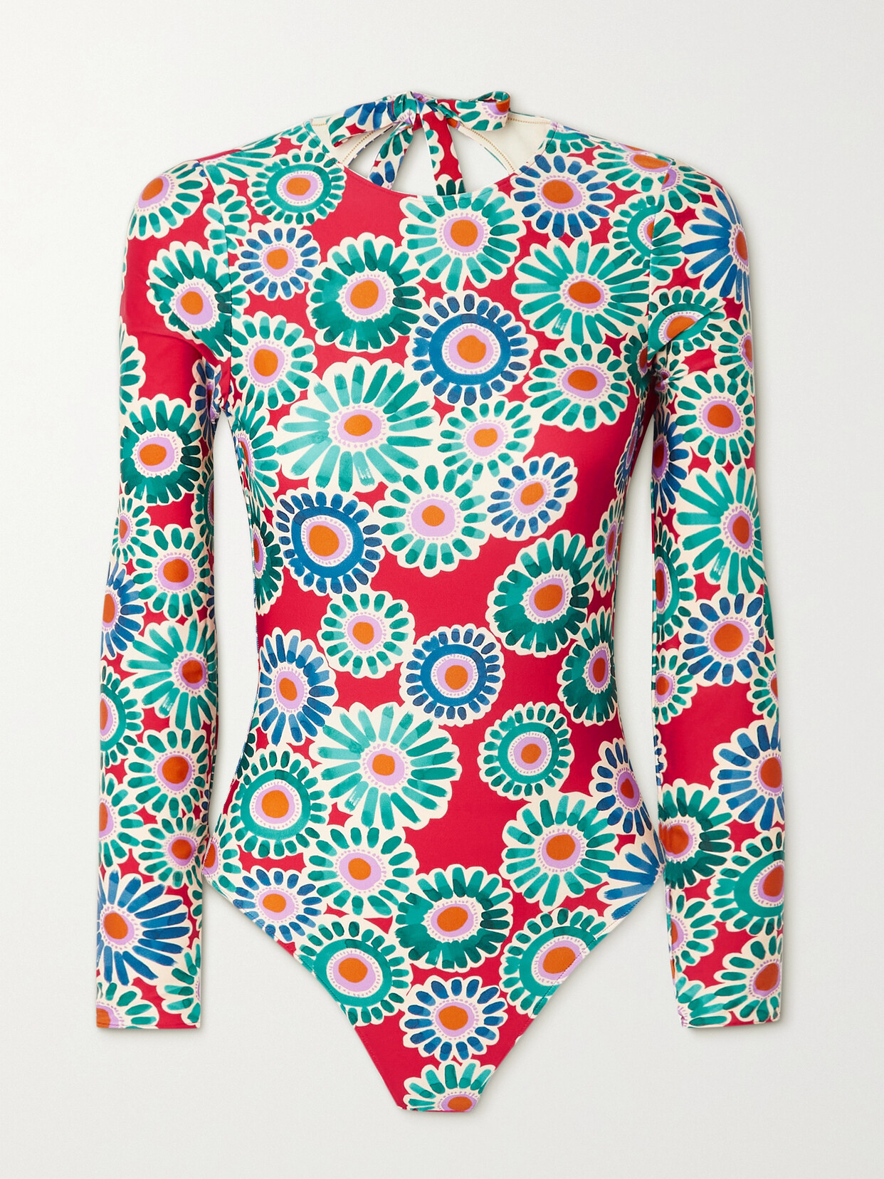 La DoubleJ Open-back Floral-print Stretch-jersey Bodysuit