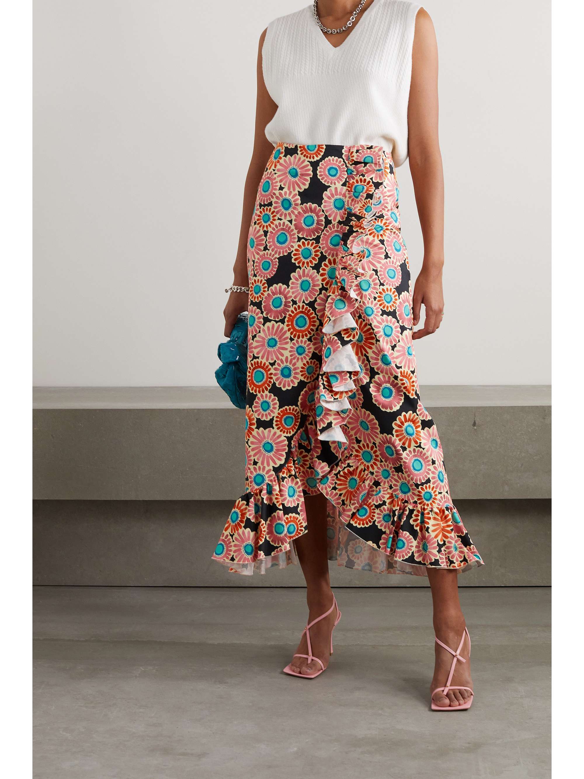 wrap maxi skirt ruffles