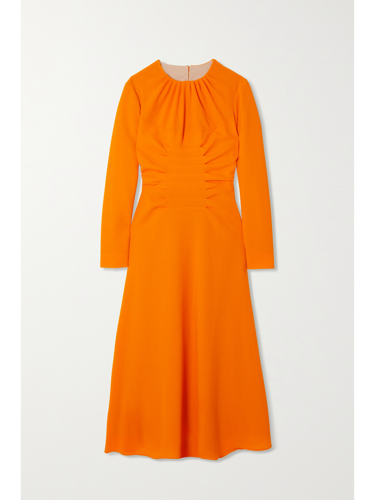 Emilia Wickstead Paget Gathered Open-back Wool-crepe Midi Dress - Orange