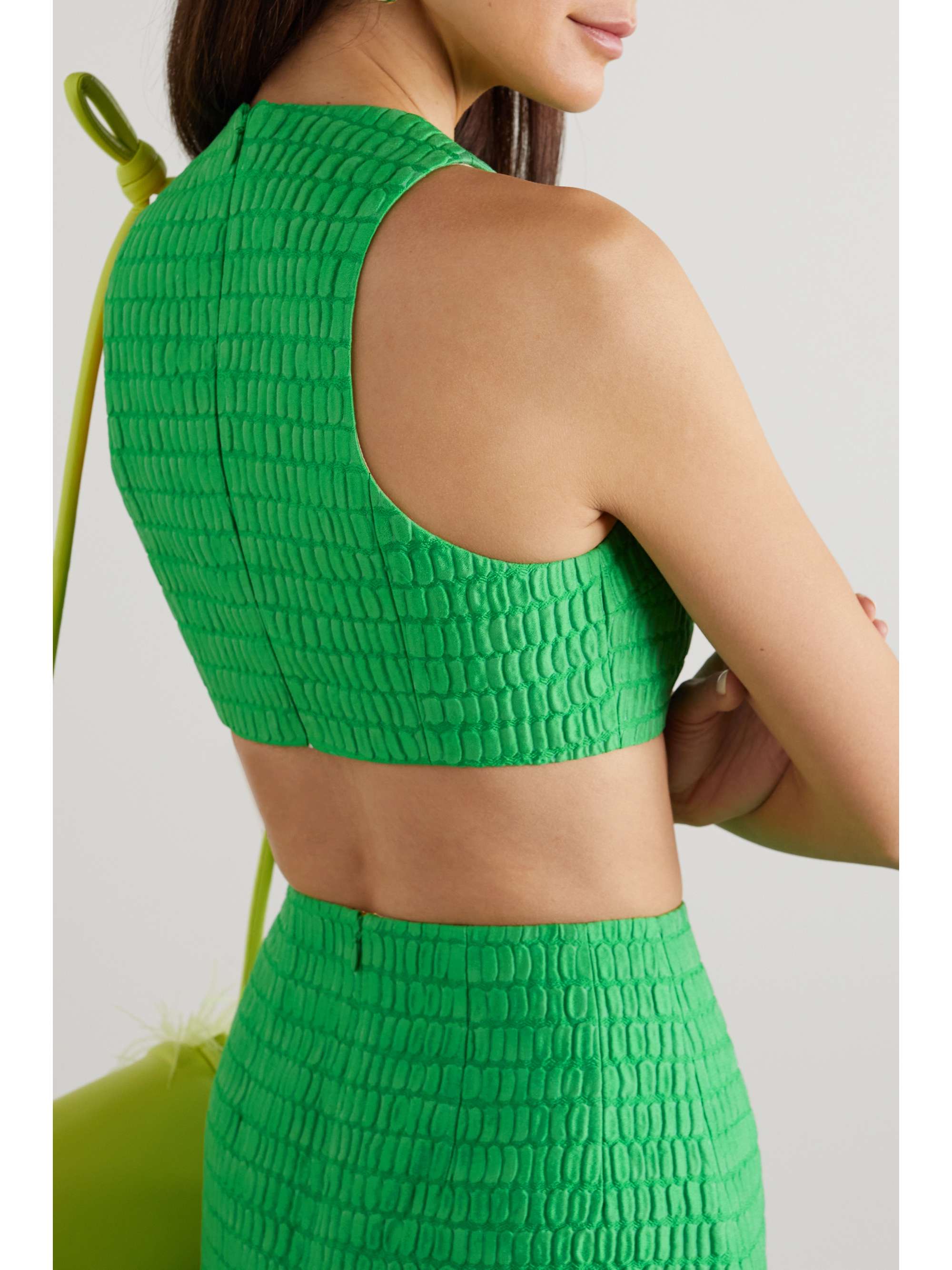 EMILIA WICKSTEAD Kyesha cropped cotton-blend cloqué top
