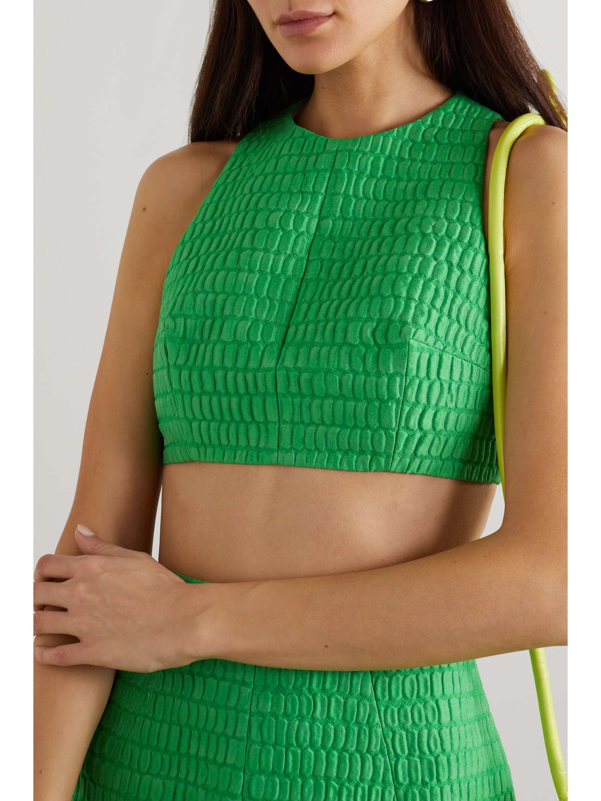 EMILIA WICKSTEAD Kyesha cropped cotton-blend cloqué top