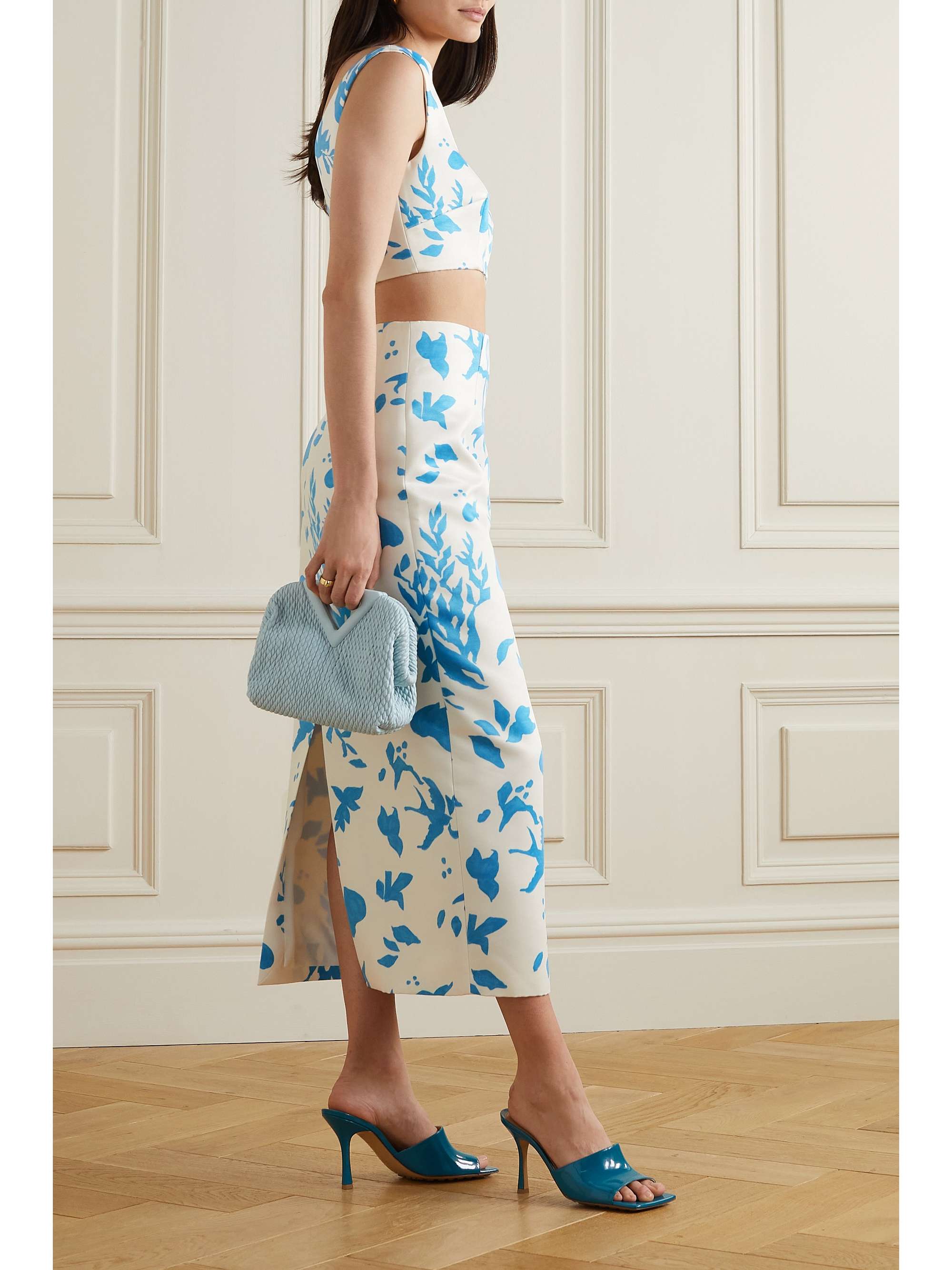 Blue Lissandra Printed Faille Skirt Emilia Wickstead Net A Porter
