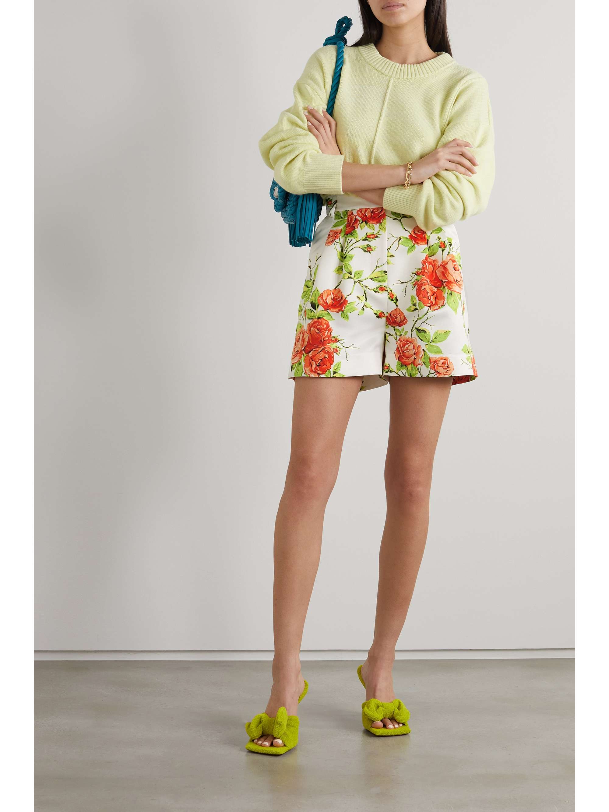 EMILIA WICKSTEAD Elliot floral-print satin-faille shorts