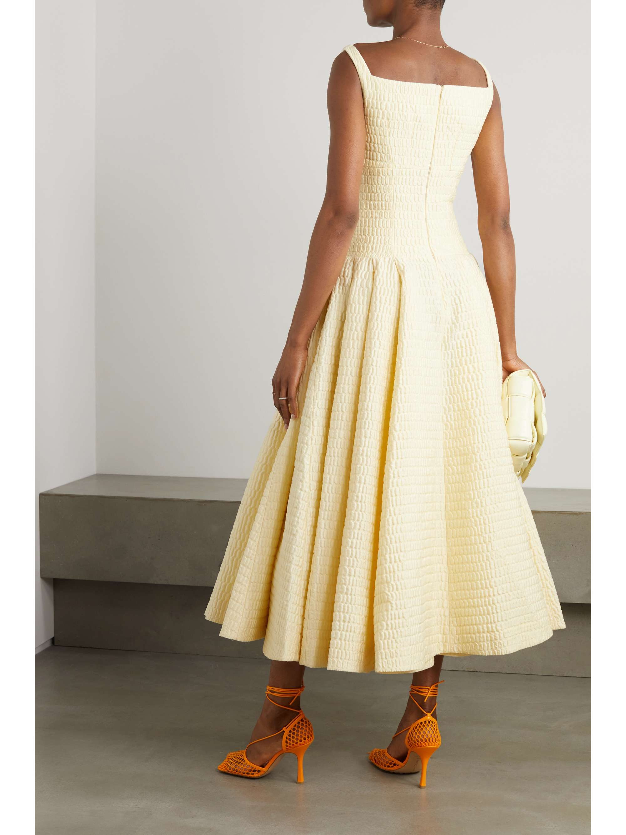EMILIA WICKSTEAD Sunne pleated cotton-blend cloqué midi dress