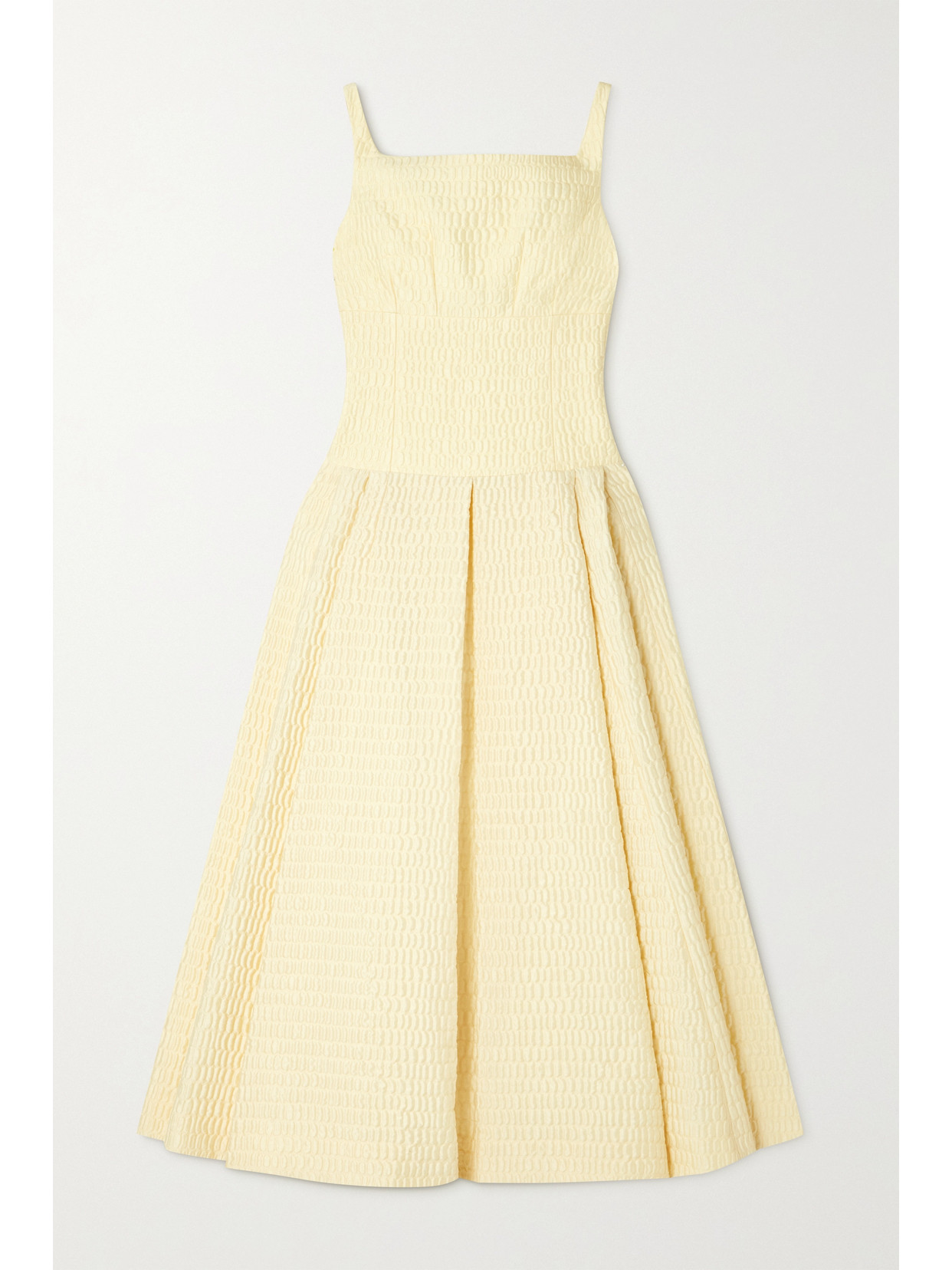 EMILIA WICKSTEAD SUNNE PLEATED COTTON-BLEND CLOQUÉ MIDI DRESS
