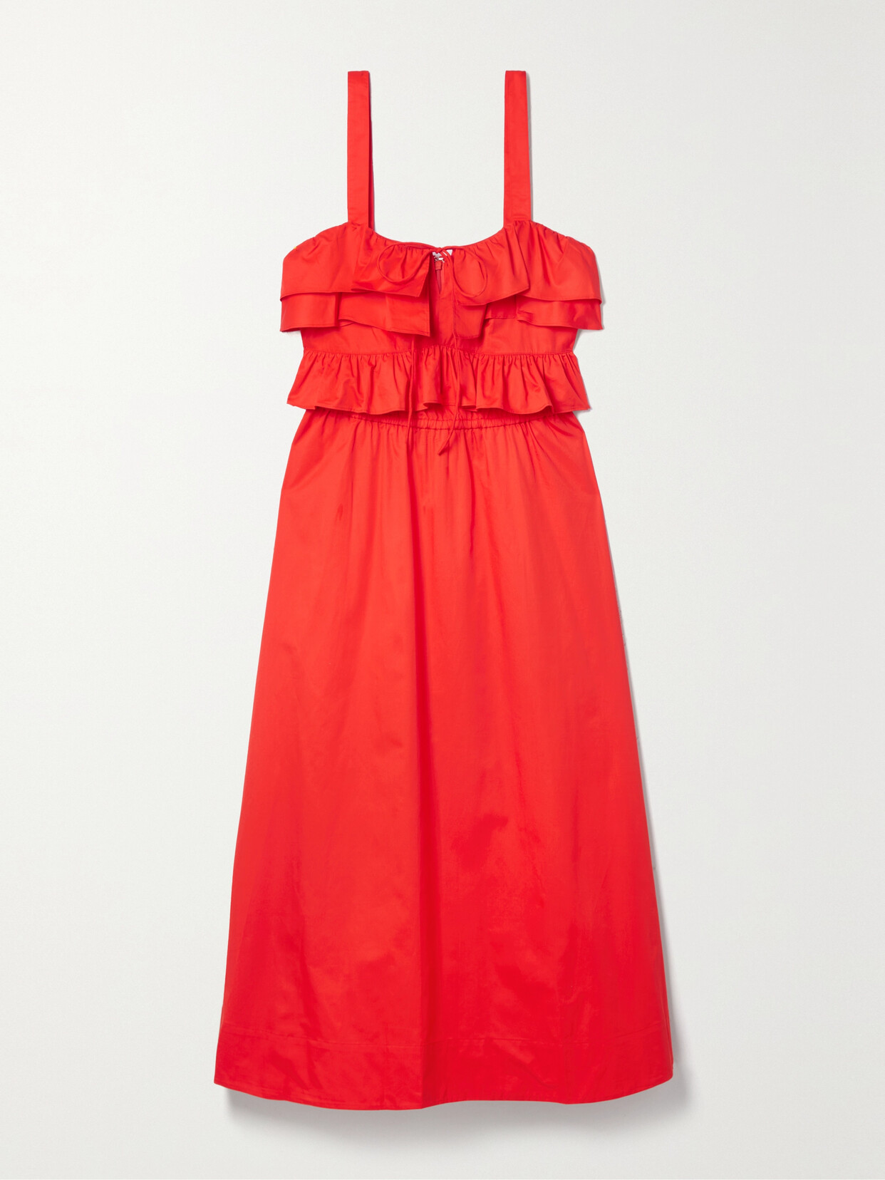 Jason Wu Collection Ruffled Cotton-poplin Midi Dress In Red