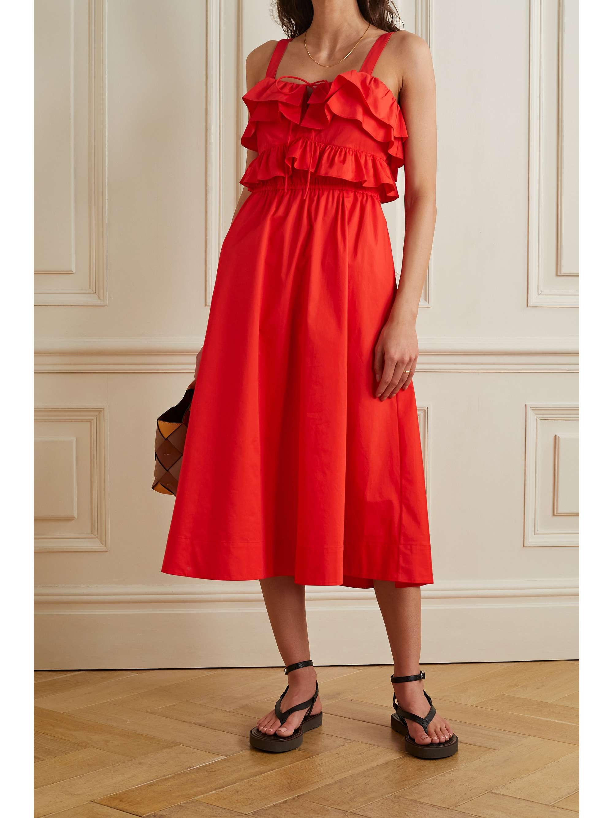 JASON WU Ruffled cotton-poplin midi dress