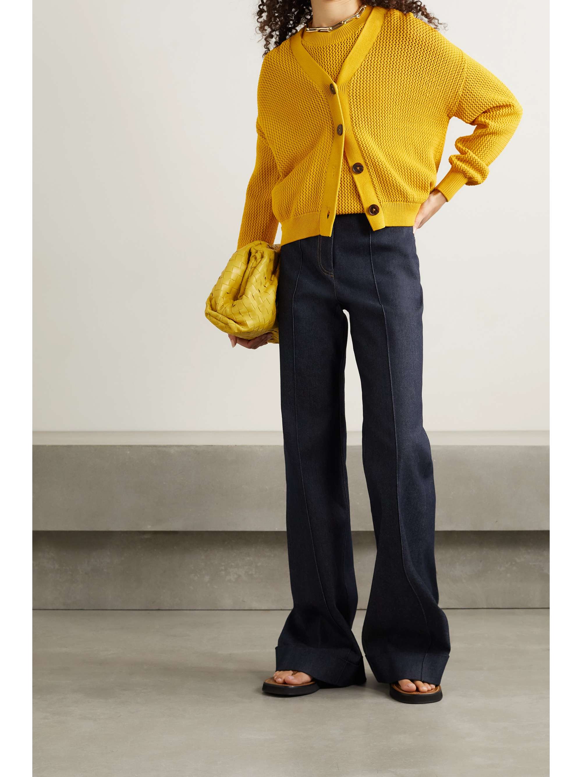 yellow pointelle cardigan