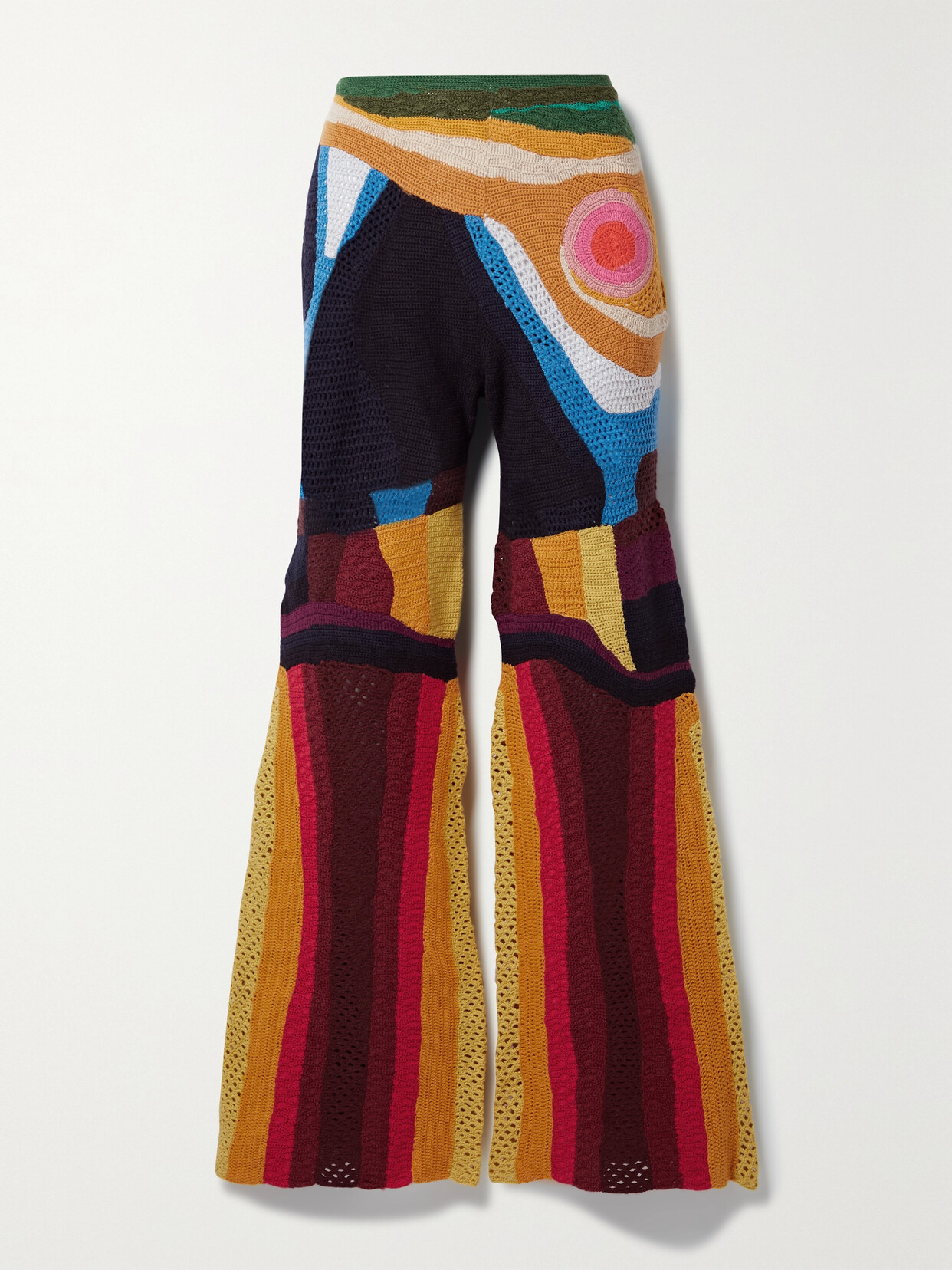 Gabriela Hearst Simeon Crocheted Cashmere Flared Trousers In Orange