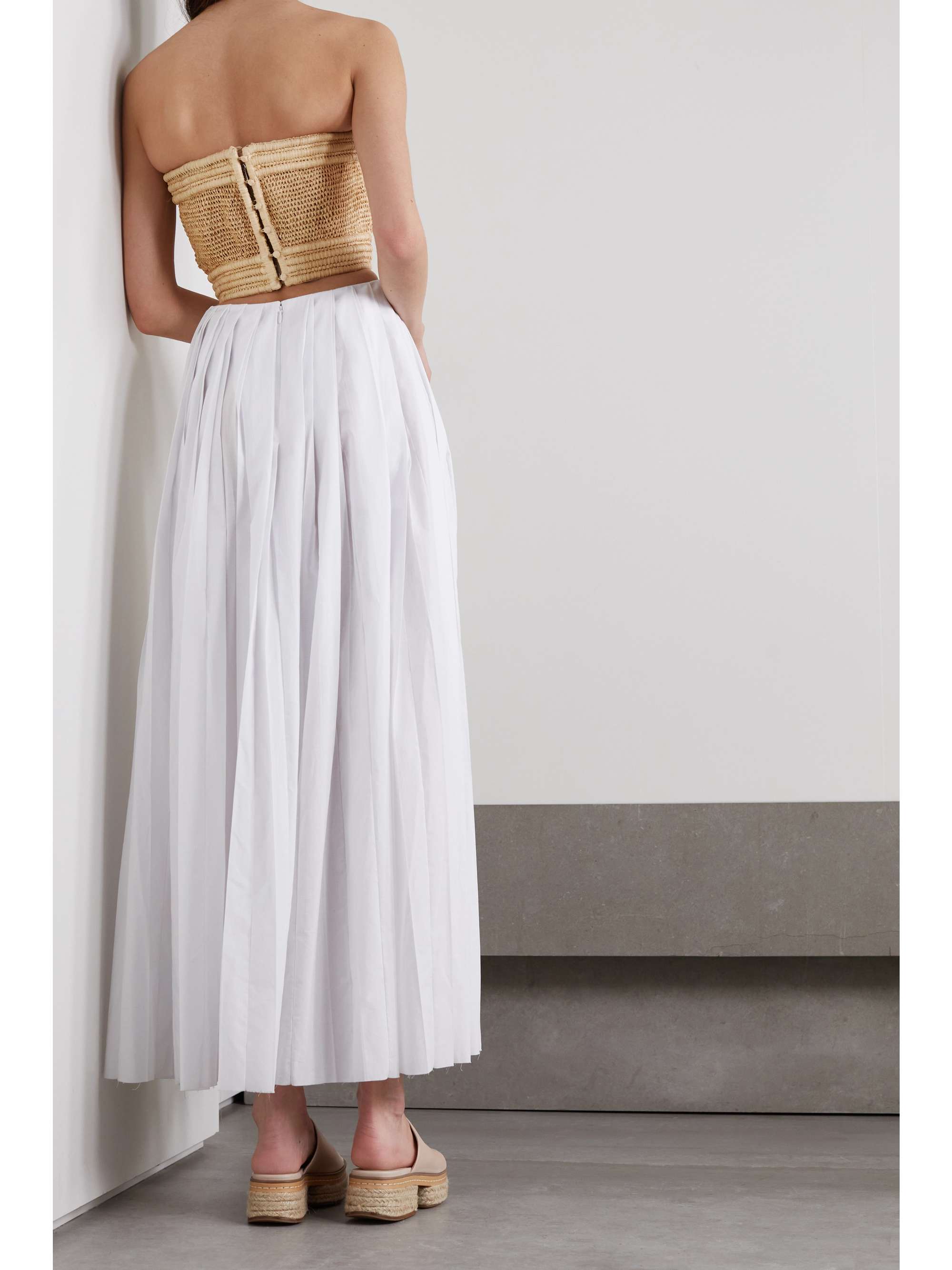 GABRIELA HEARST Kai strapless cutout bamboo raffia and cotton-voile maxi dress