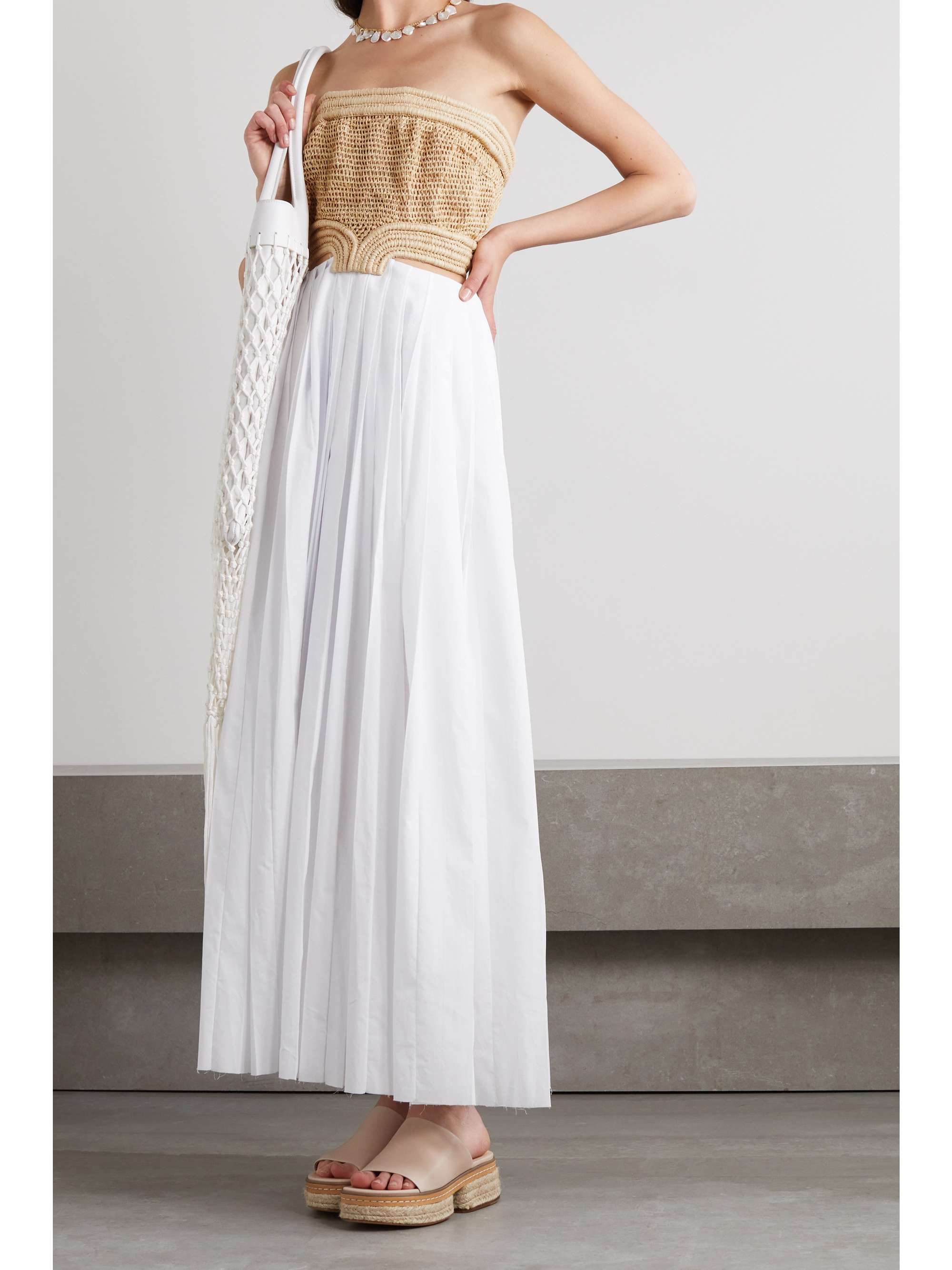 GABRIELA HEARST Kai strapless cutout bamboo raffia and cotton-voile maxi dress