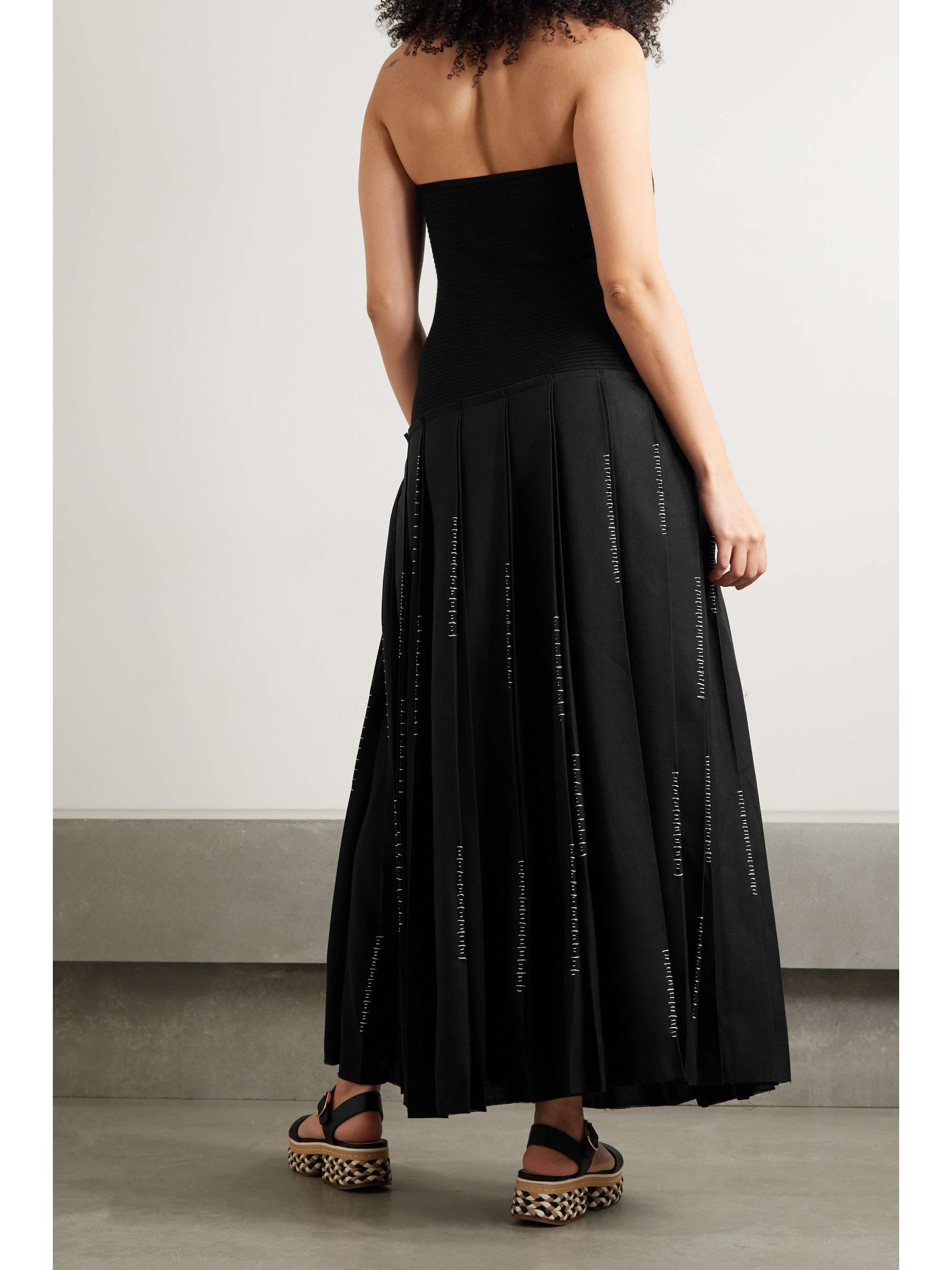 GABRIELA HEARST Marcell strapless pleated embroidered wool maxi dress